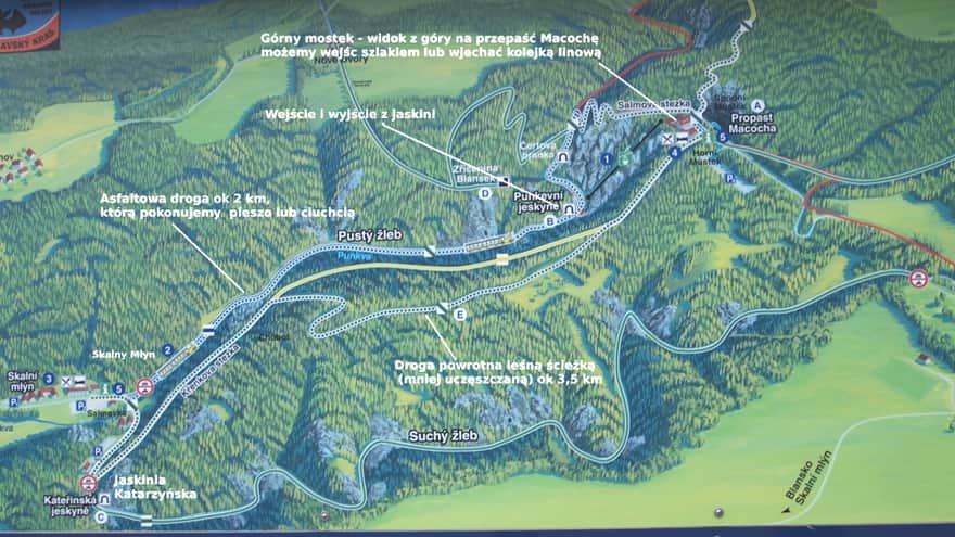 Plan terenu przy Jaskini Punkevni