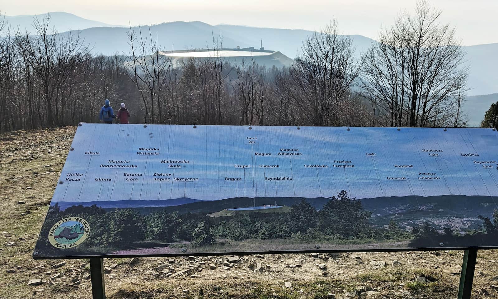 Kiczera, 827 m n.p.m. Opis panoramy z polany pod szczytem