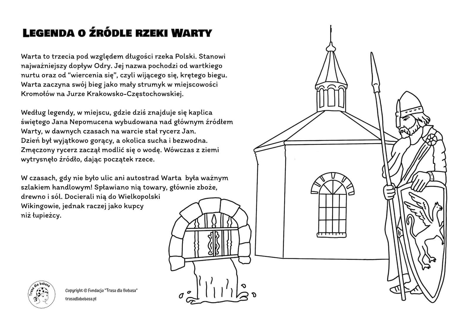 Rzeka Warta - legenda - kolorowanka dla dzieci do wydruku