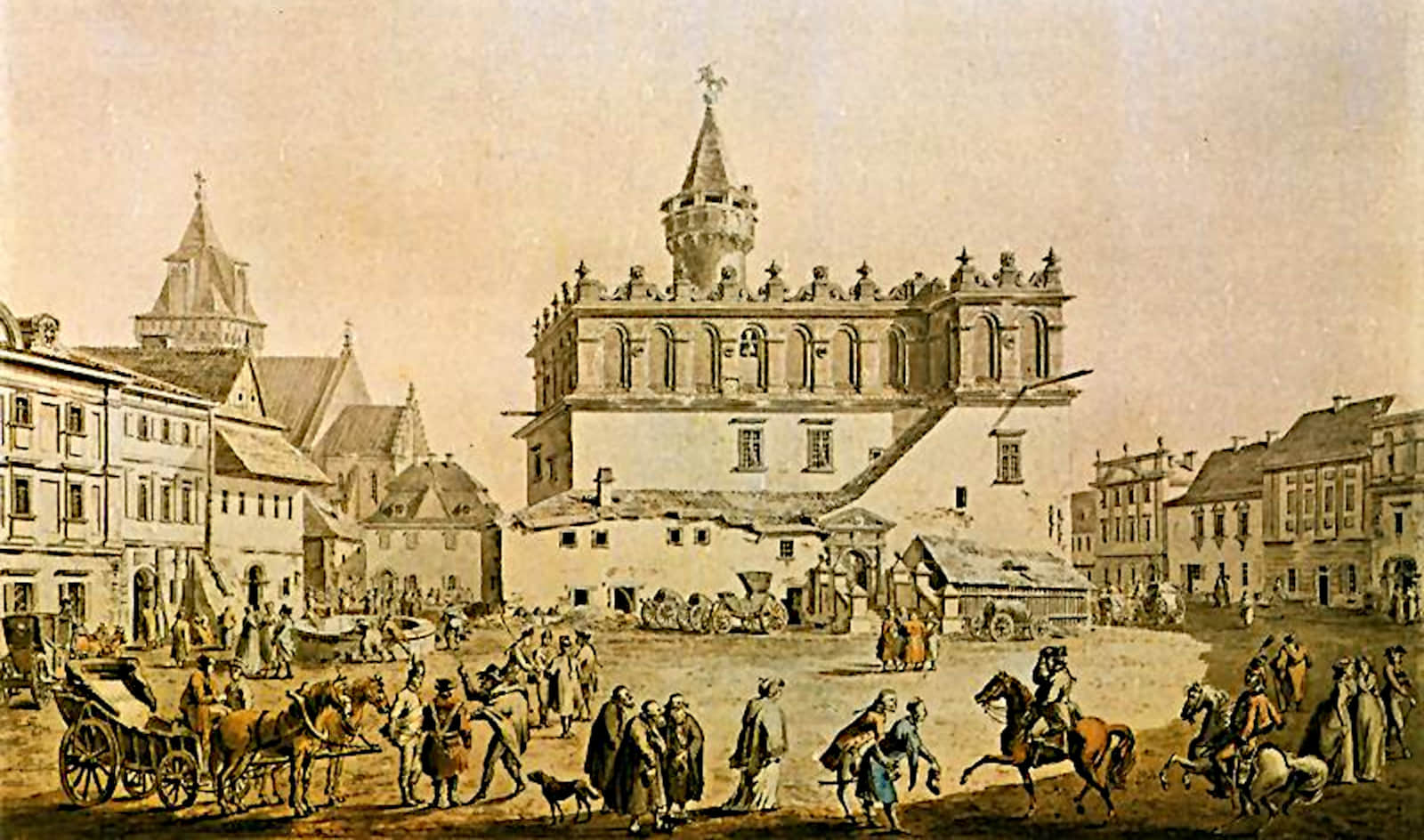 Rynek i ratusz w Tarnowie ok. 1800 r. autor Zygmunt Vogel (1764–1826) źródło