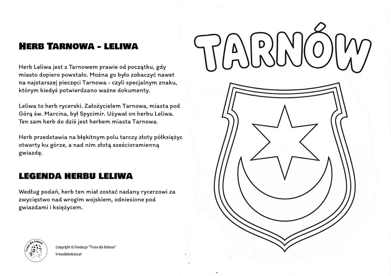Herb Tarnowa - Leliwa - kolorowanka dla dzieci pdf do wydruku