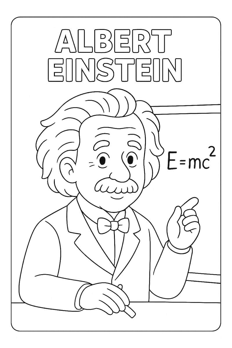 Albert Einstein - kolorowanka dla dzieci pdf do wydruku