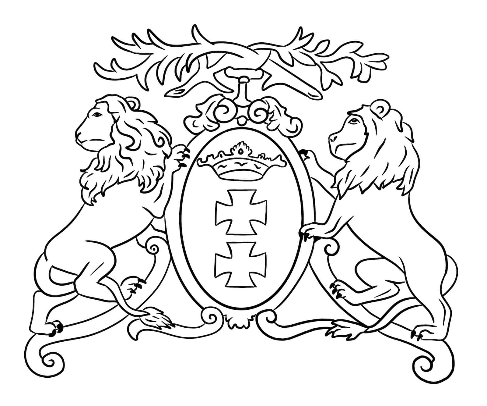 Legenda o lwach z gdańskiego ratusza - kolorowanka do wydruku
