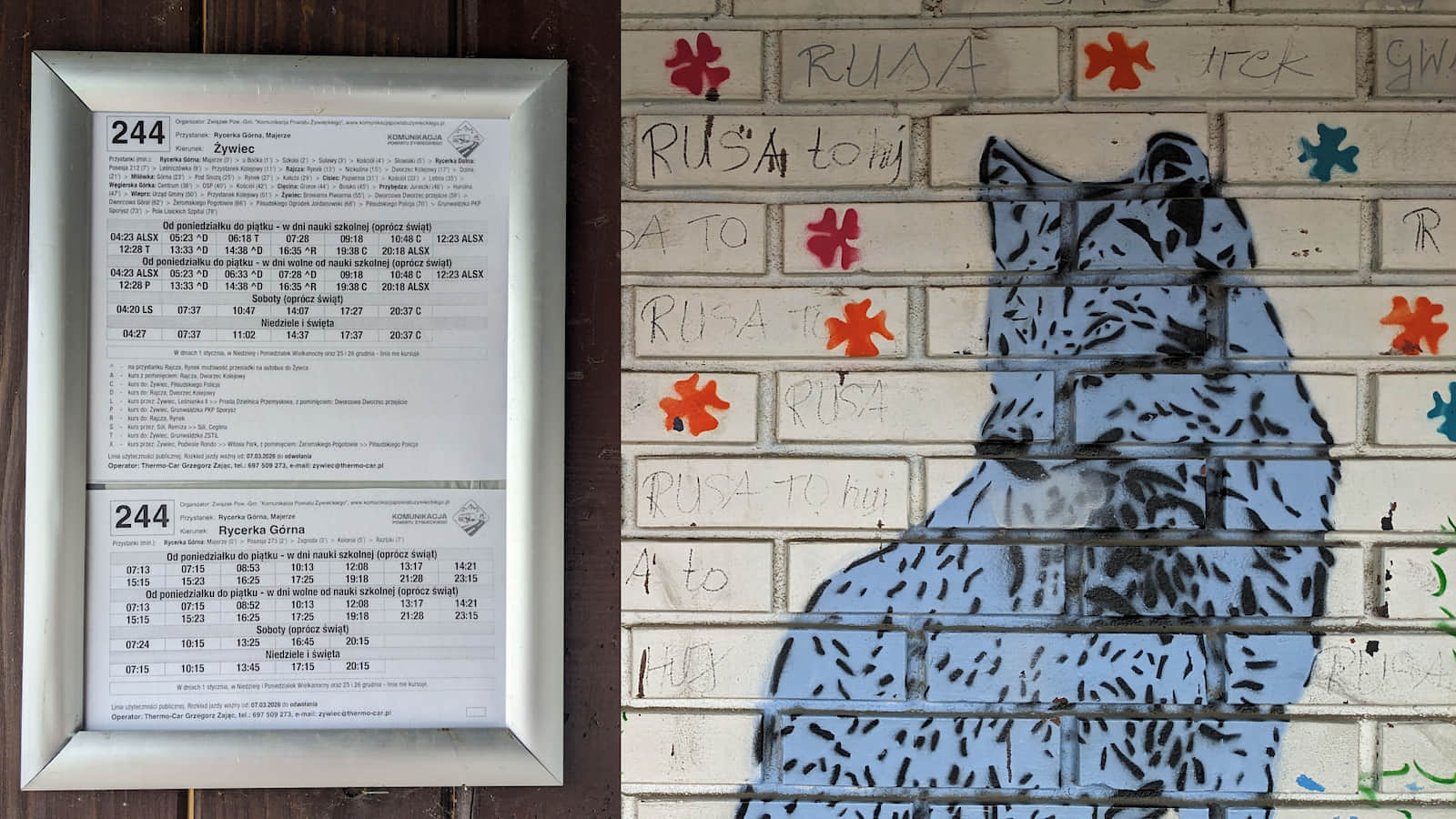 Przystanek autobusowy Rycerka Górna Majerze - linia autobusowa 244 z Żywca