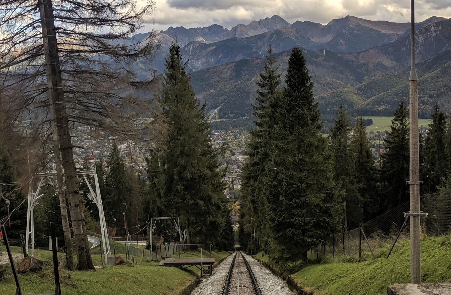 Riding up to Gubałówka - view from the cable car