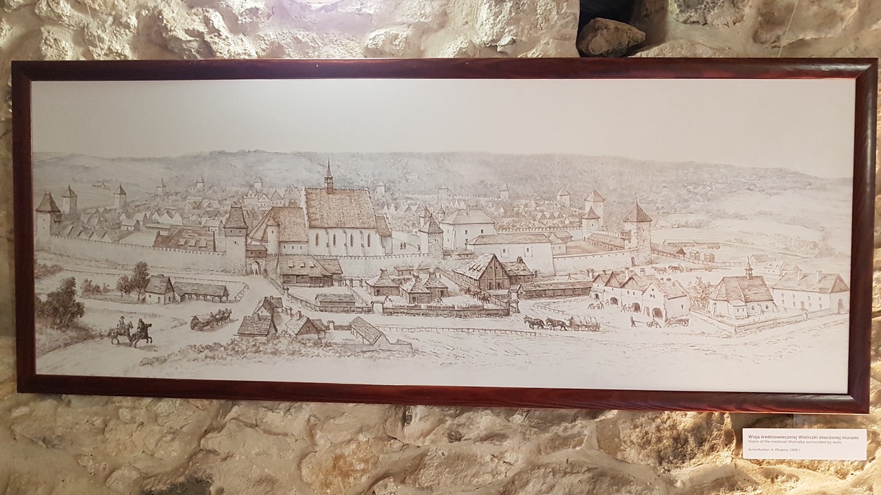 Rycina murów obronnych Wieliczki