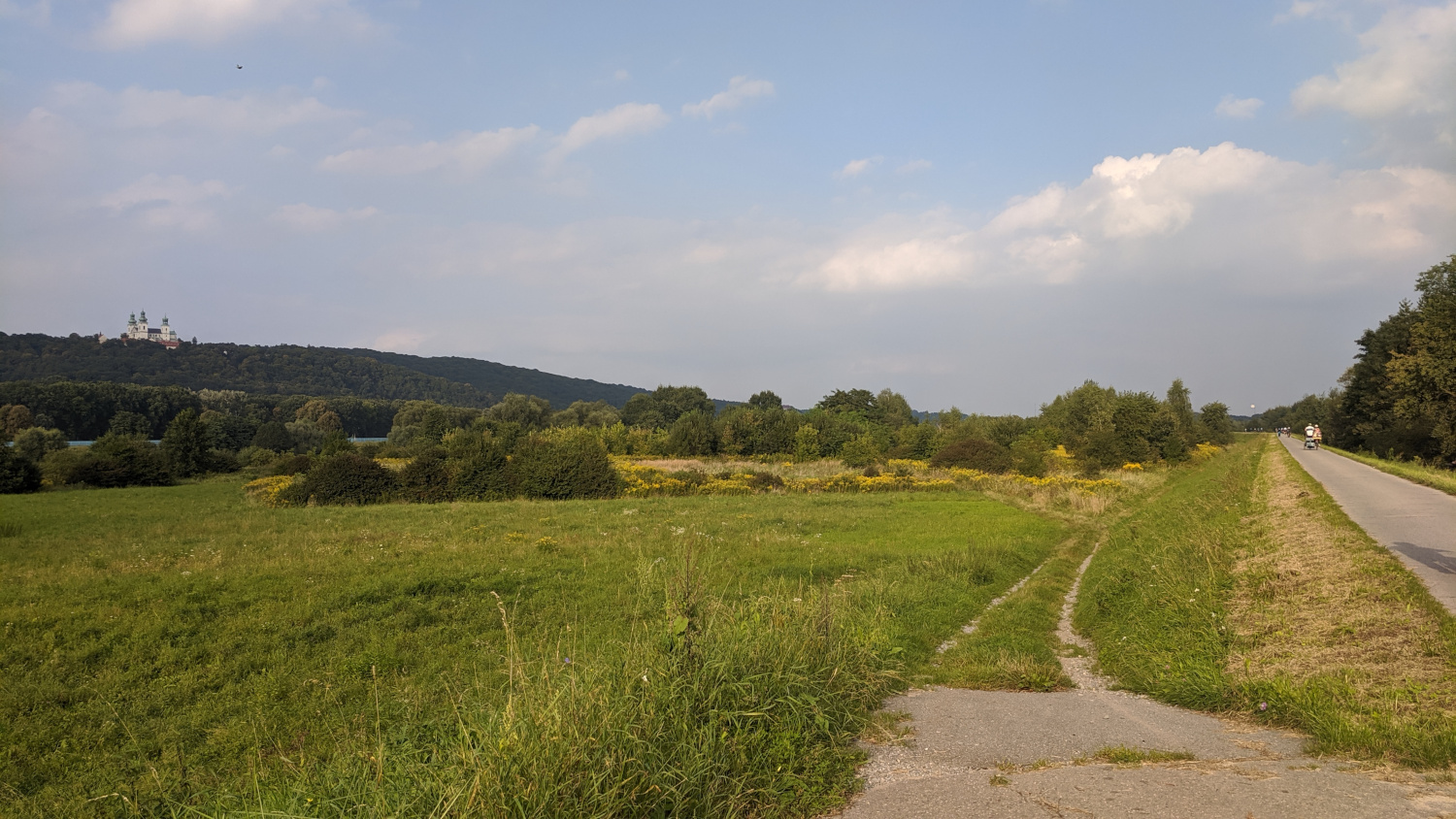 Trasa rowerowa do Tyńca - widok na Las Wolski i klasztor Kamedułów