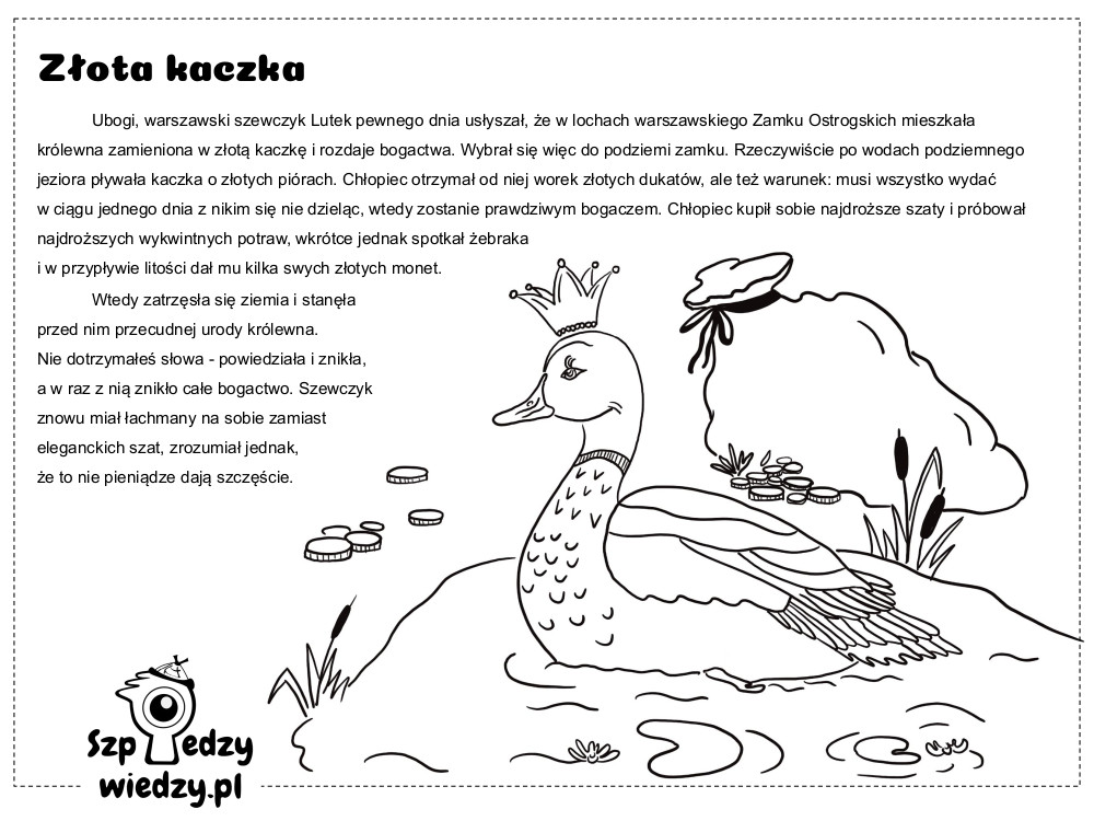 Kolorowanki warszawskie legendy - złota kaczka