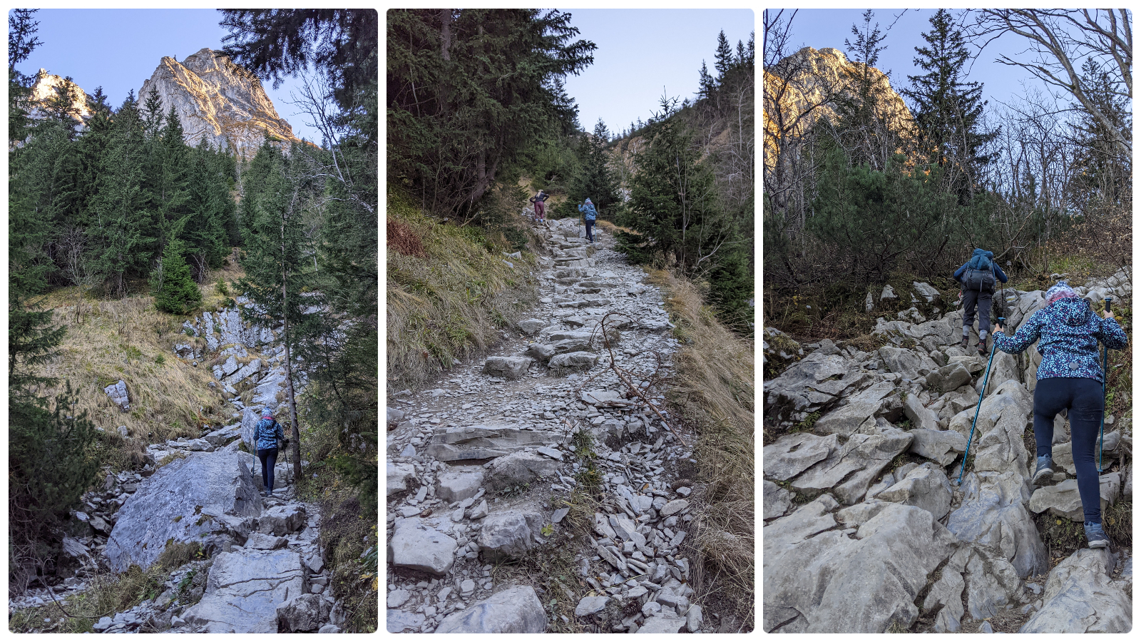 Giewont - żółty szlak - strome podejście dnem Głazistego Żlebu