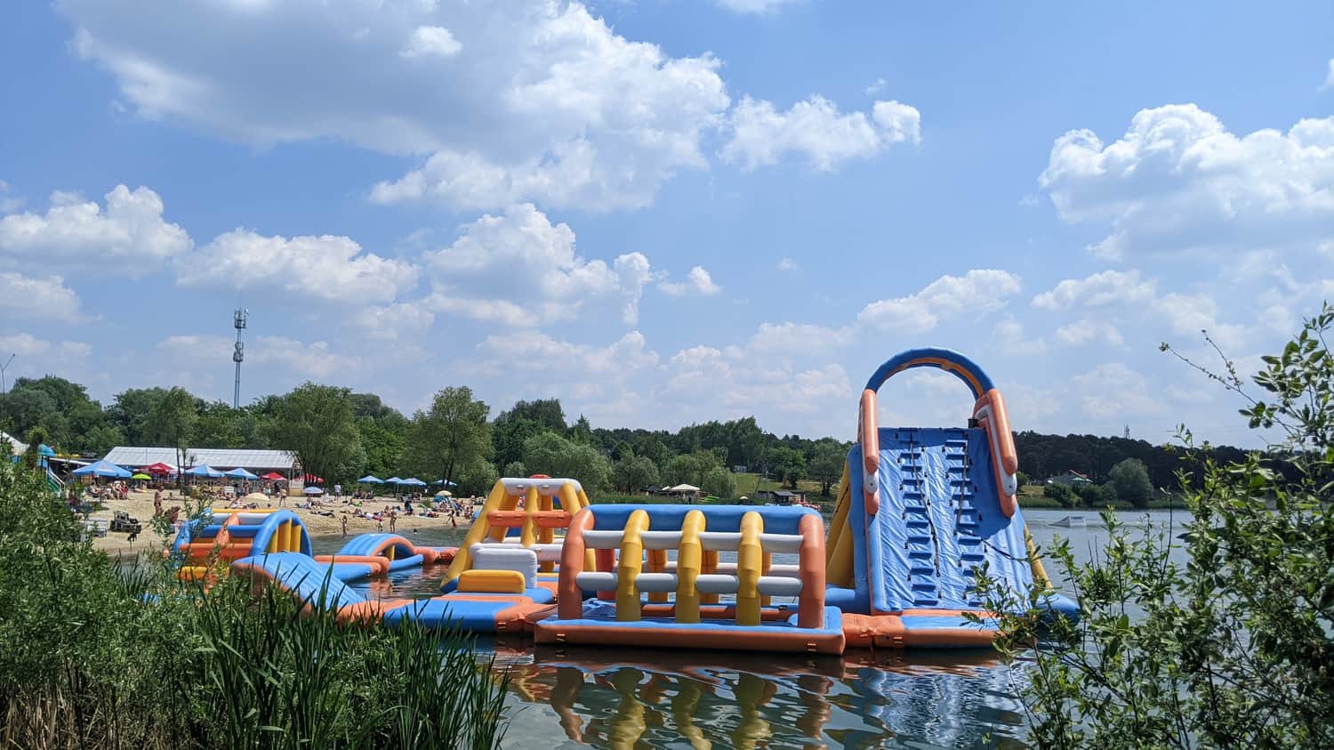 Inflatable Playground over the Reservoir in Kryspinów