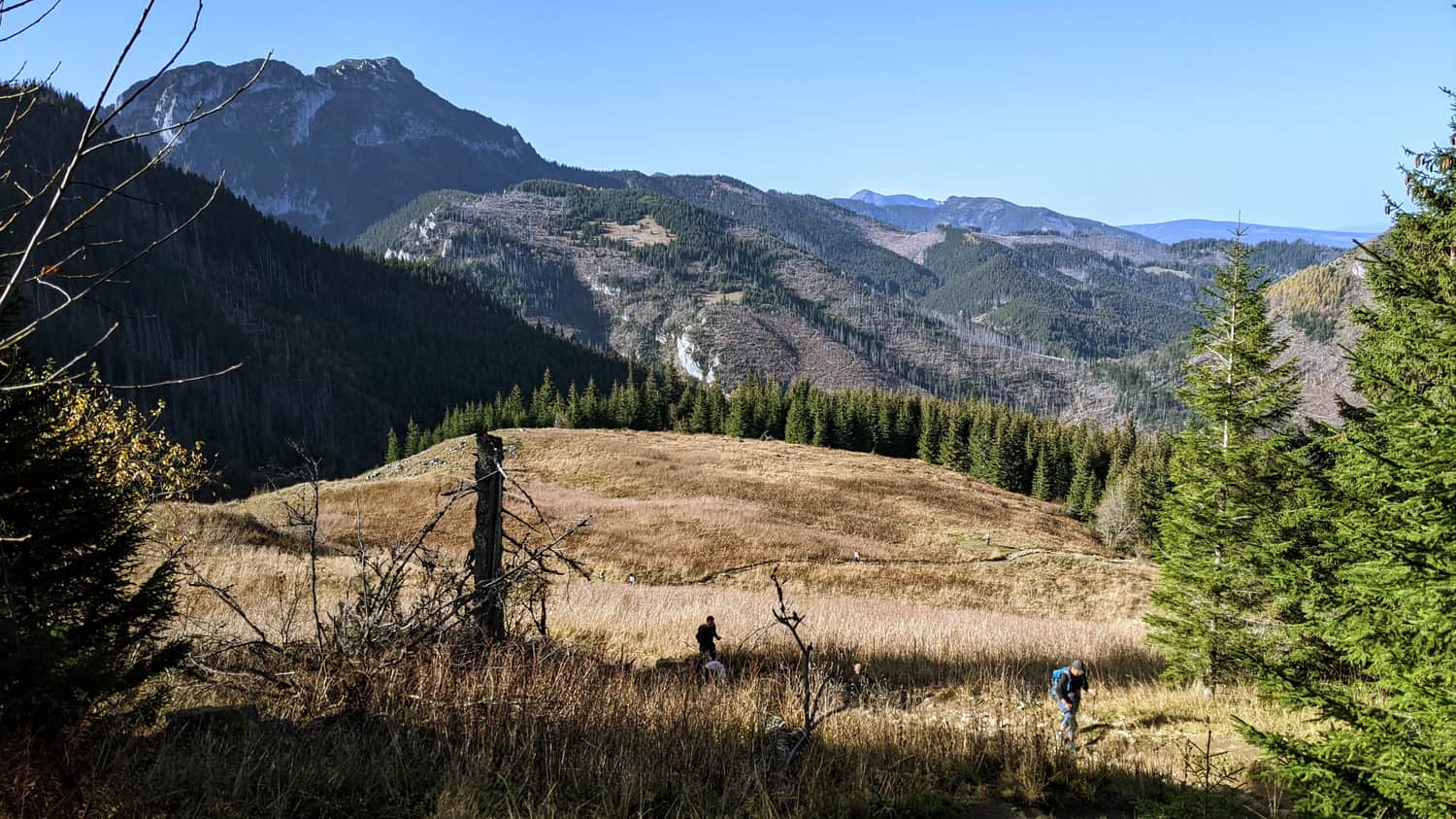 Polana Upłaz. Na wprost dobrze widoczna Hala Stoły