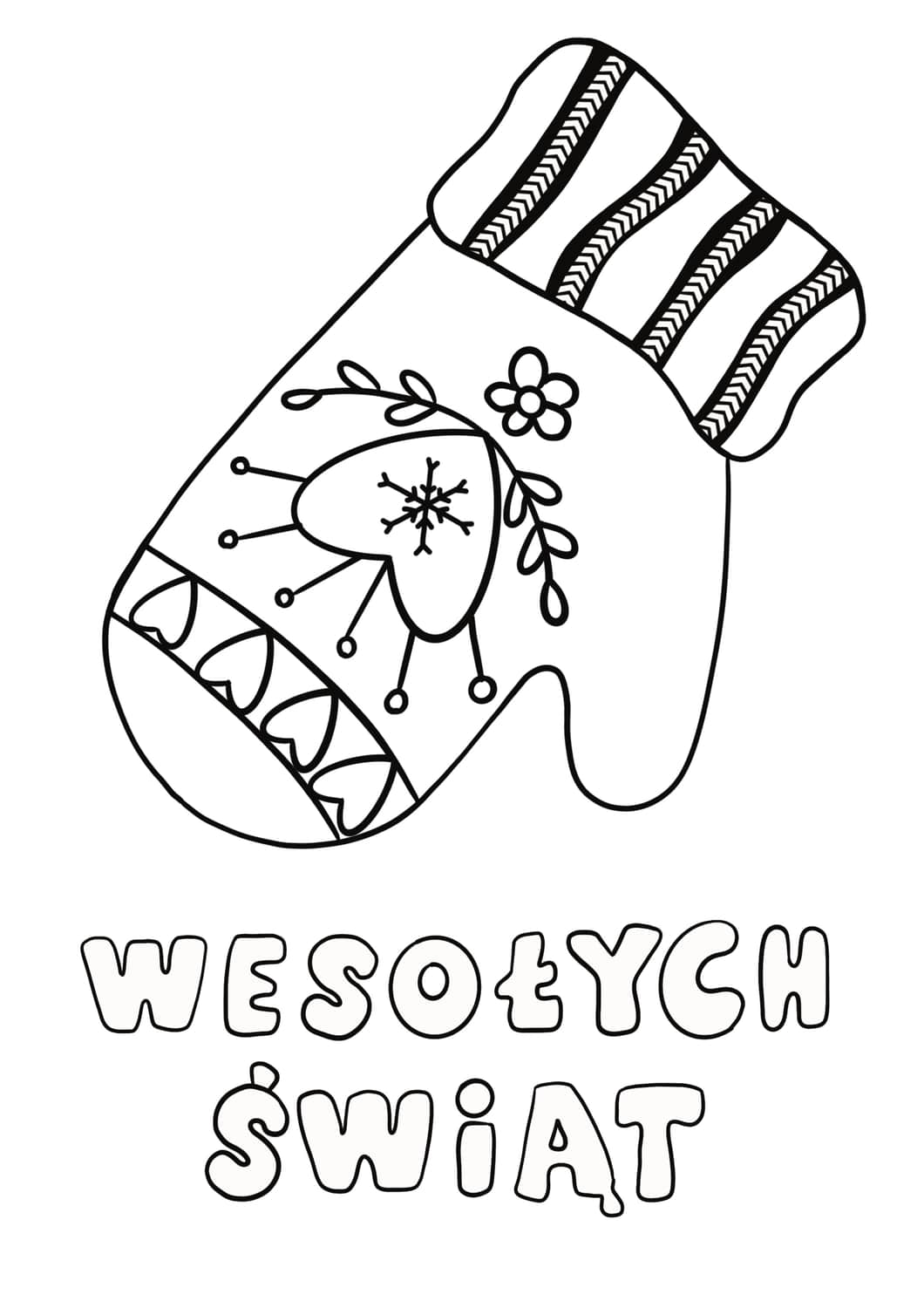 Kartka świąteczna - kolorowanka - zimowa rękawiczka