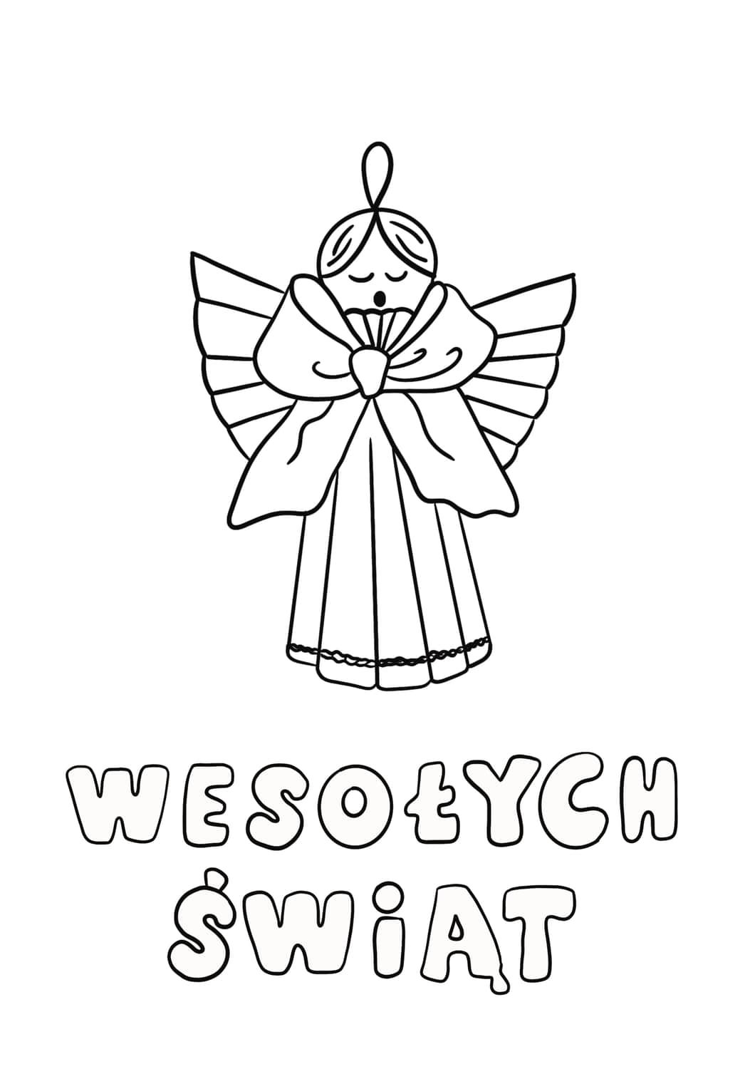 Kartka świąteczna kolorowanka - aniołek ze słomy