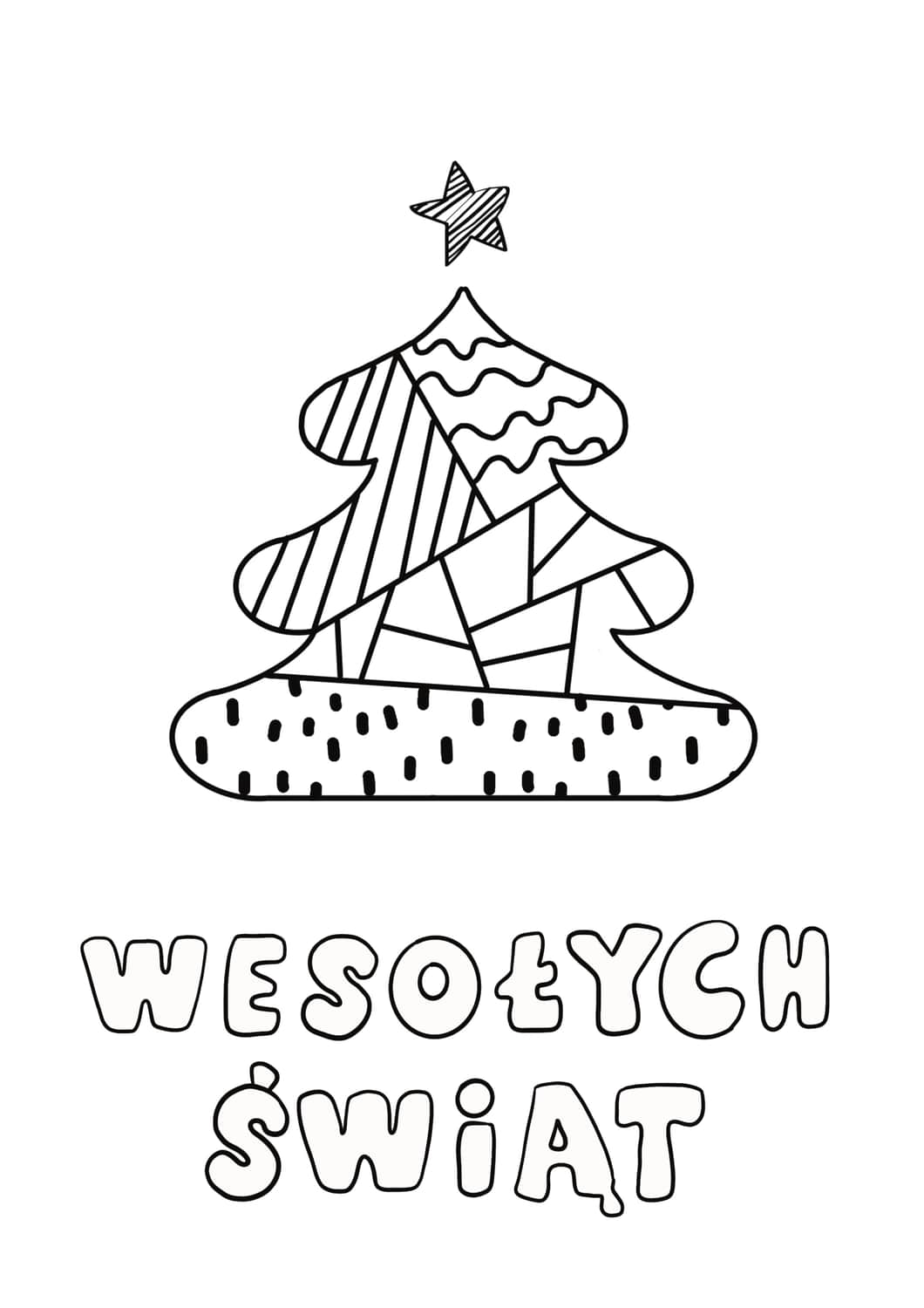 Kartka świąteczna kolorowanka - choinka