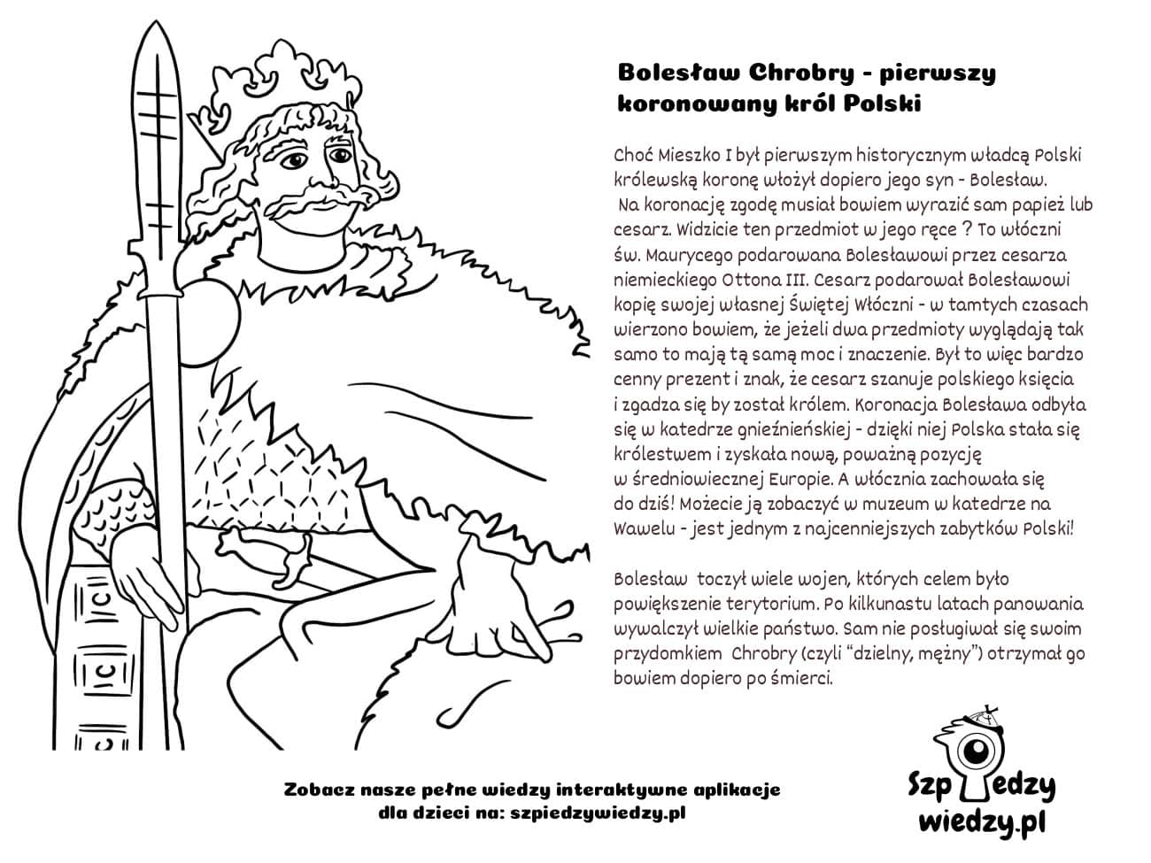 Król Bolesław Chrobry - kolorowanka dla dzieci