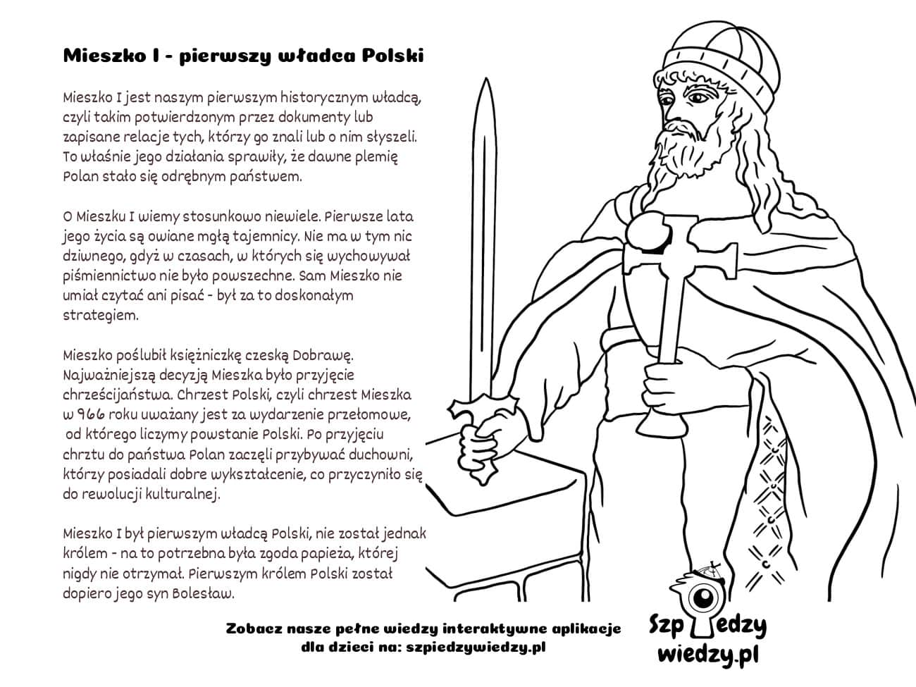 Mieszko I - kolorowanka dla dzieci