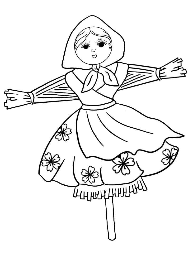 Marzana - topienie Marzanny - kolorowanka dla dzieci