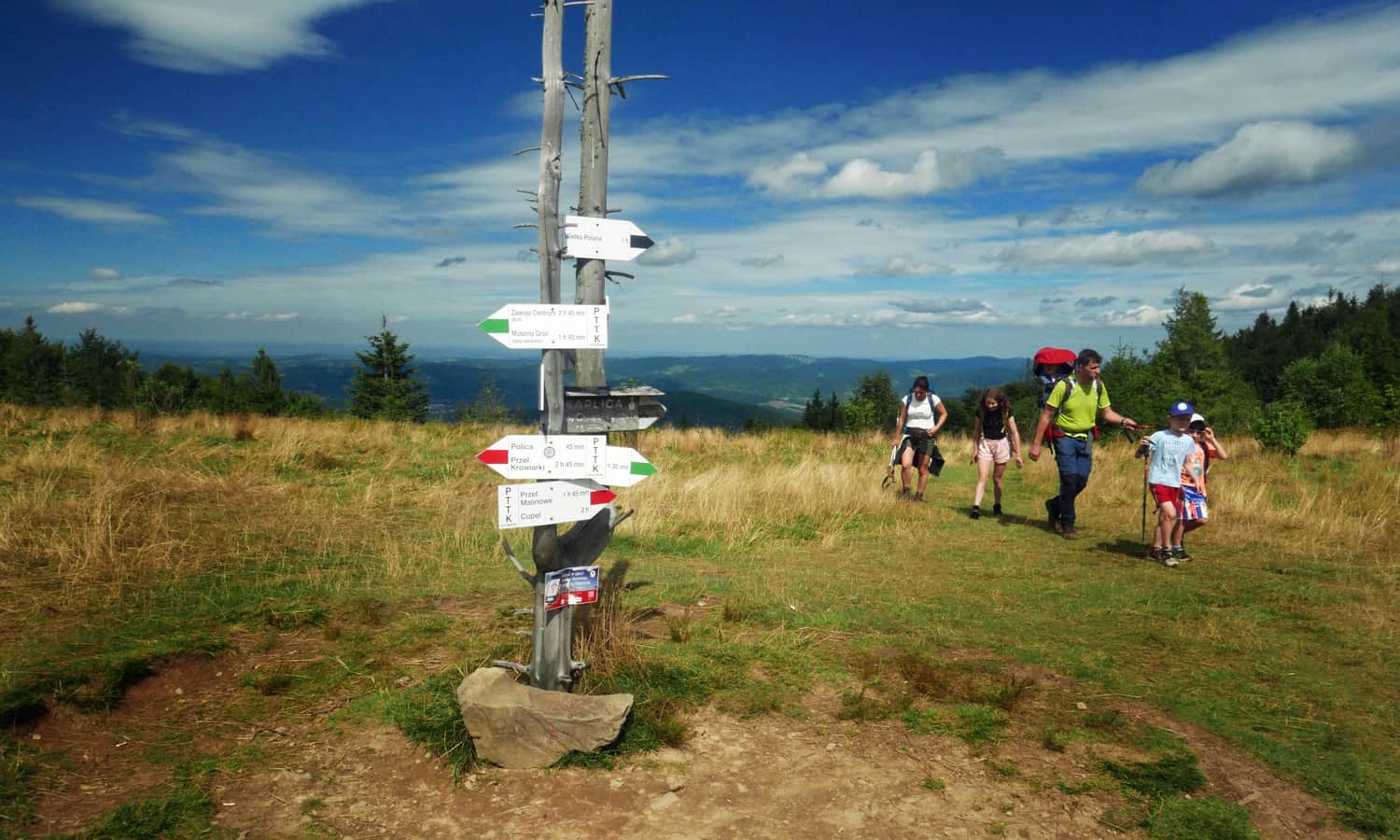 Przełęcz Kucałowa - trail junction near the mountain hut on Hala Krupowa