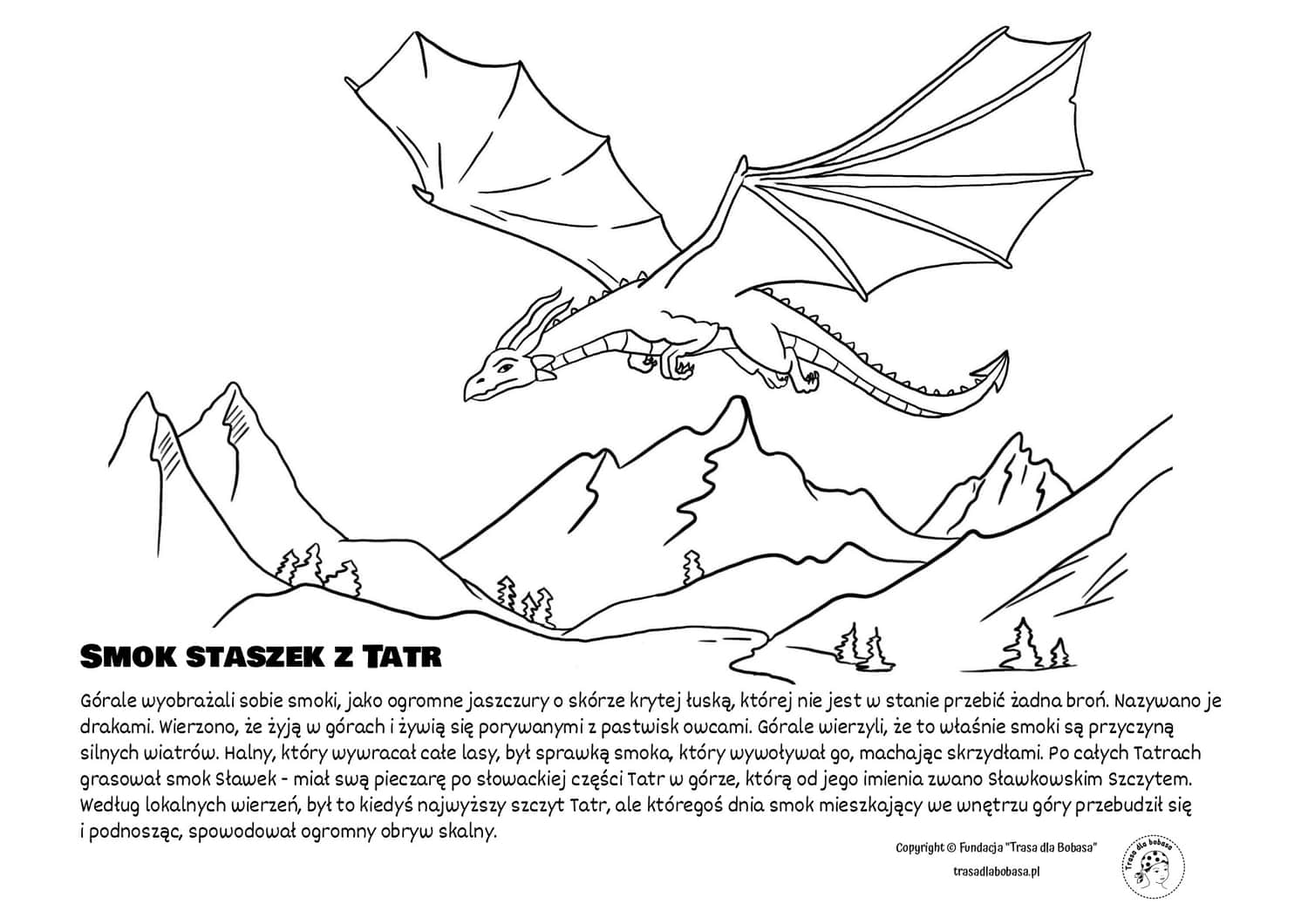 Tatras dragon coloring page for children