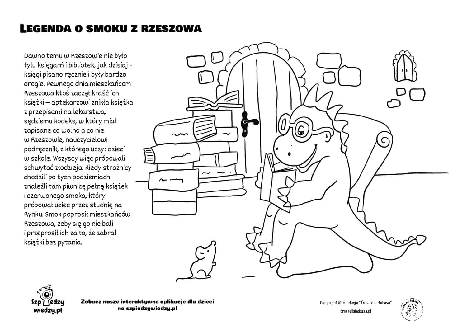 Legenda o rzeszowskim smoku - kolorowanka do wydruku