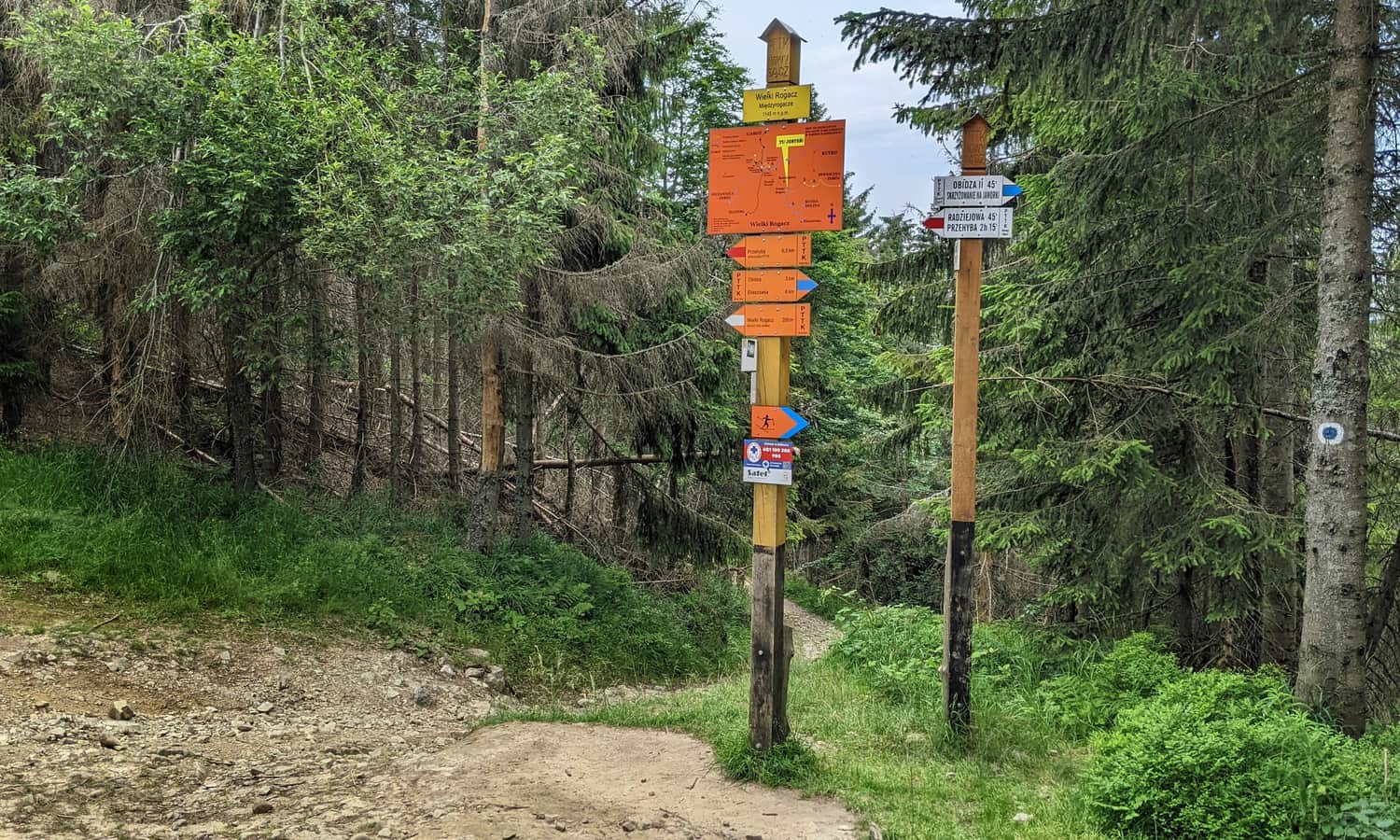 Trail junction under Wielki Rogacz. Photo by Krzysiek