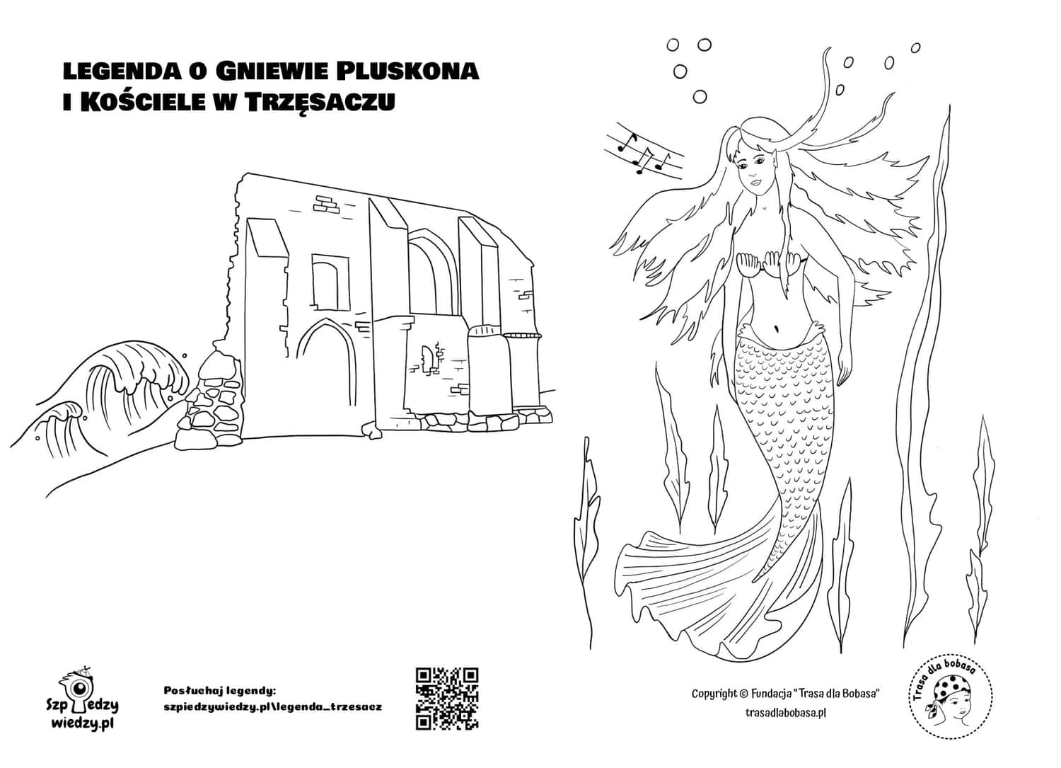 Legend of the church in Trzęsacz - coloring page to download