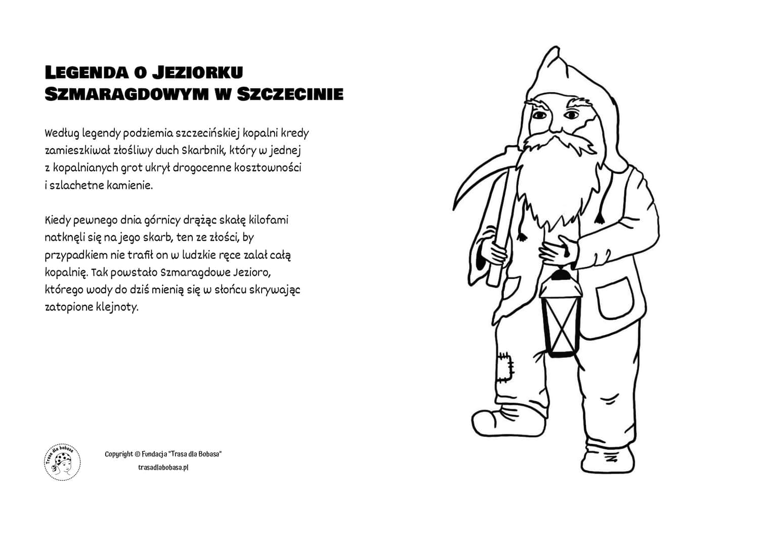 Legenda o powstaniu Jeziora Szmaragdowego w Szczecinie - kolorowanka dla dzieci