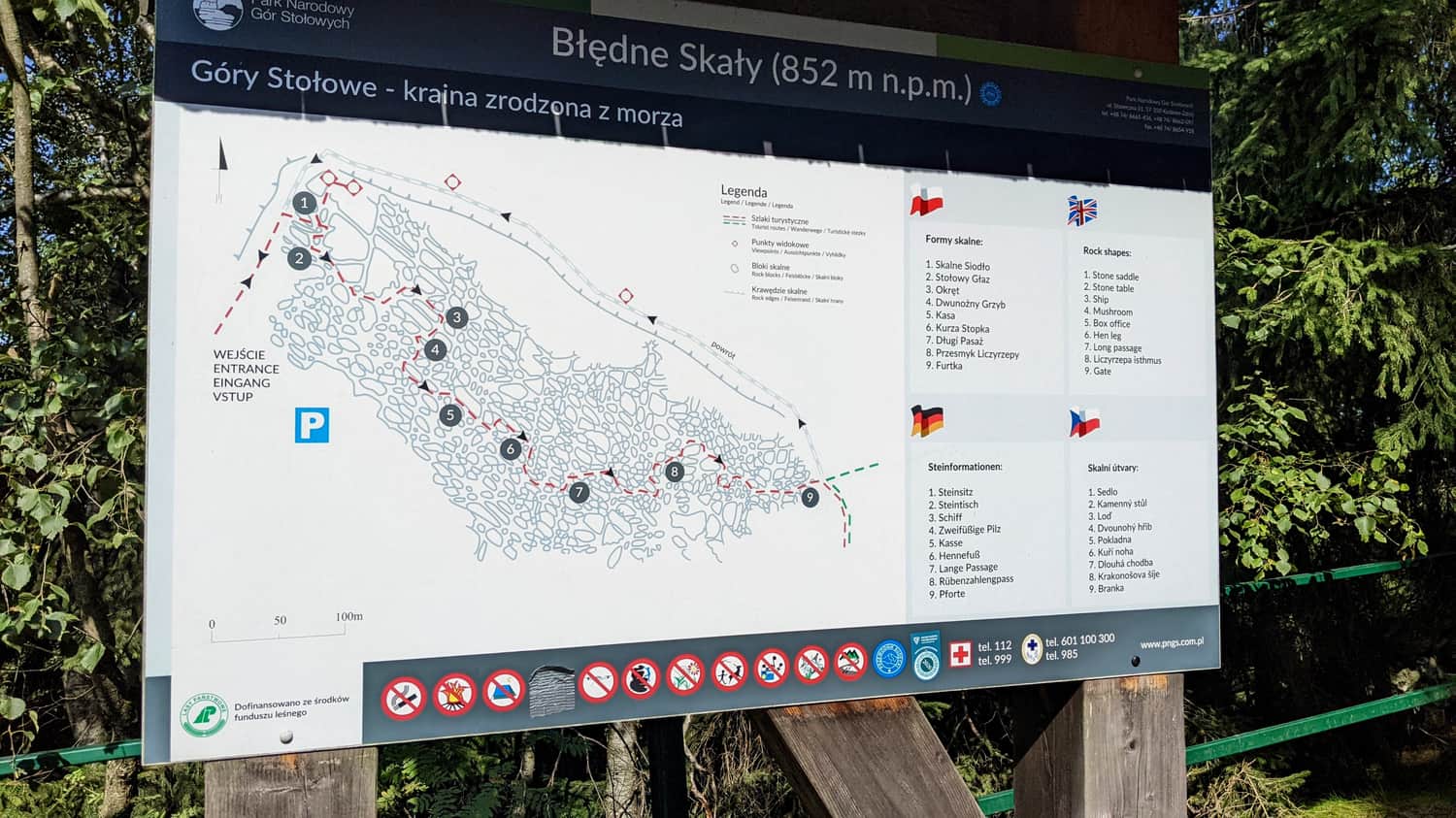 Mapa formacji skalnych w labiryncie