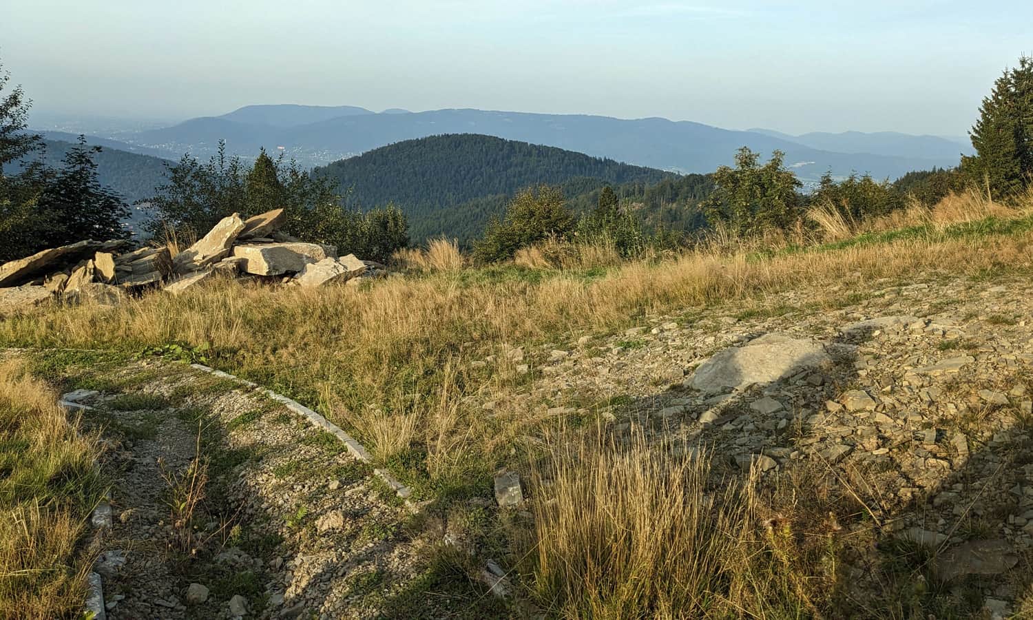 Widok z niebieskiego szlaku Szczyrk - Skrzyczne na wschód (Beskid Mały)