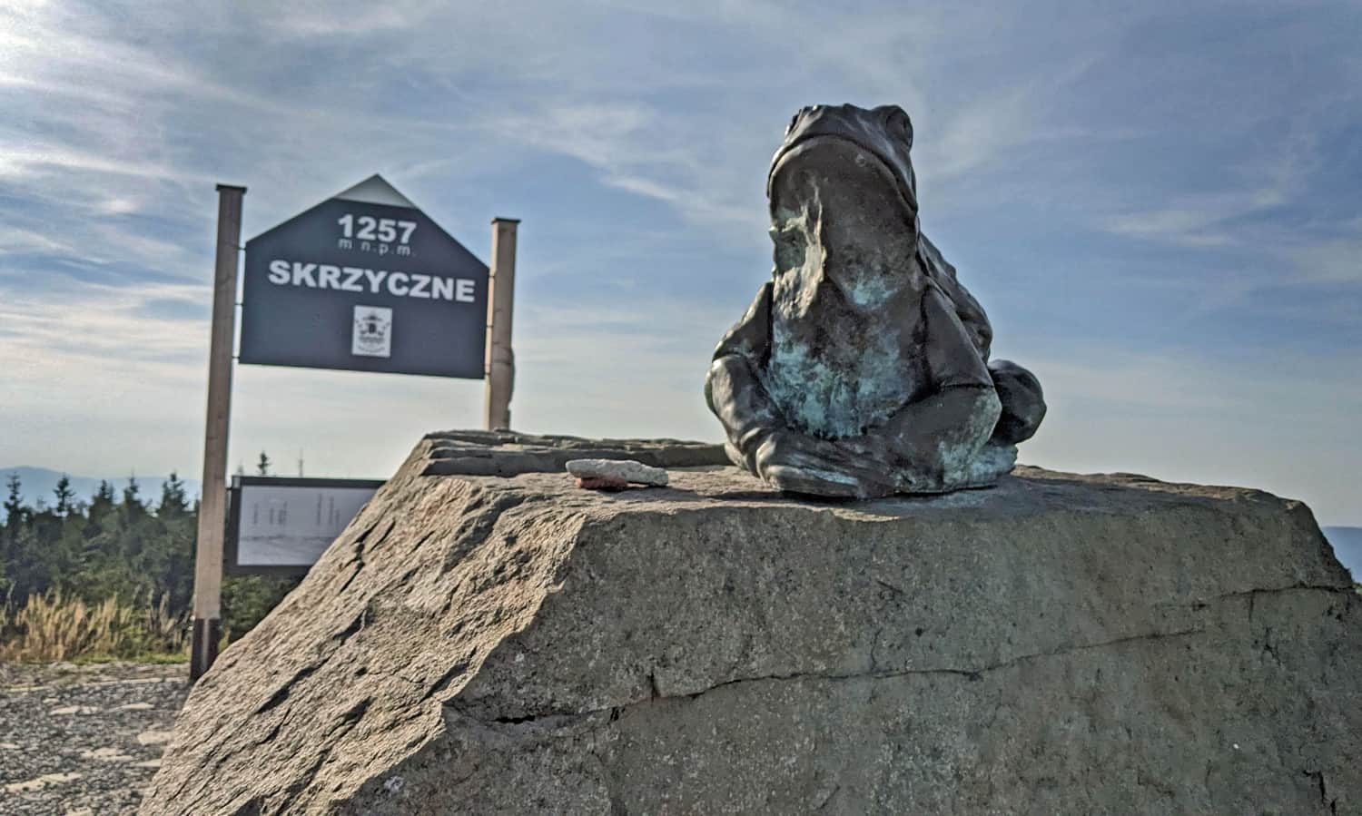 Pomnik żaby na szczycie Skrzycznego