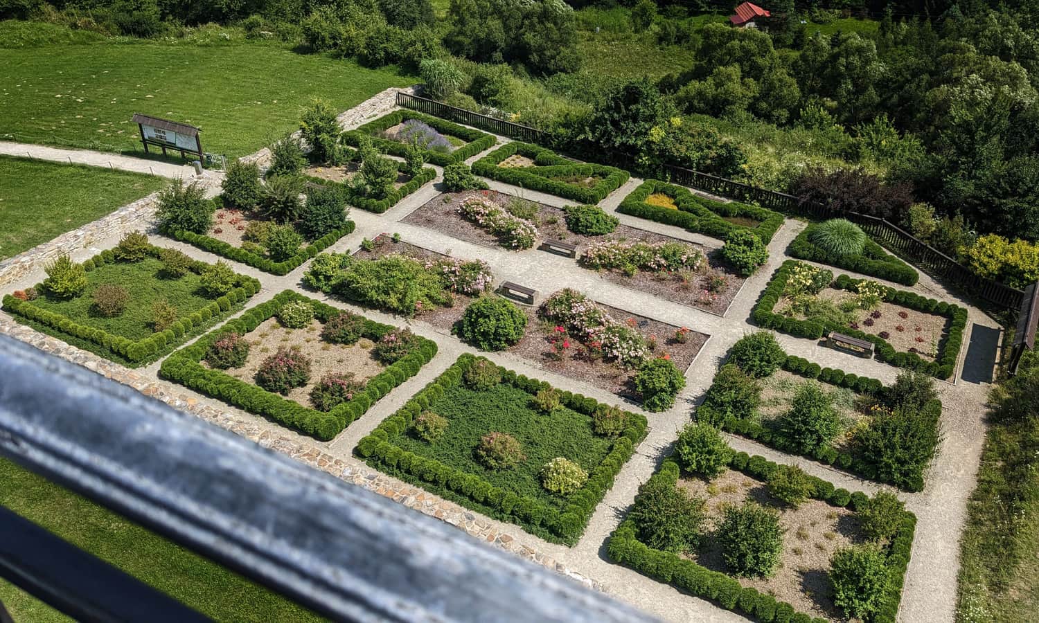 Visiting the monastery ruins in Zagórz - reconstructed cloister gardens.