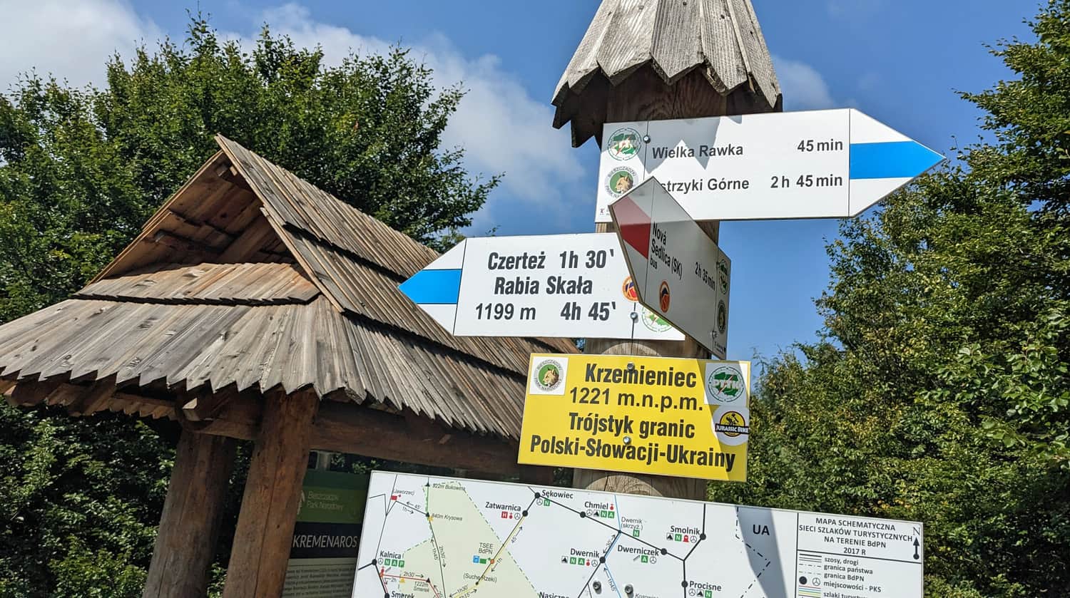 Tri-border Point - Krzemieniec / Kremenaros, 1221 m above sea level