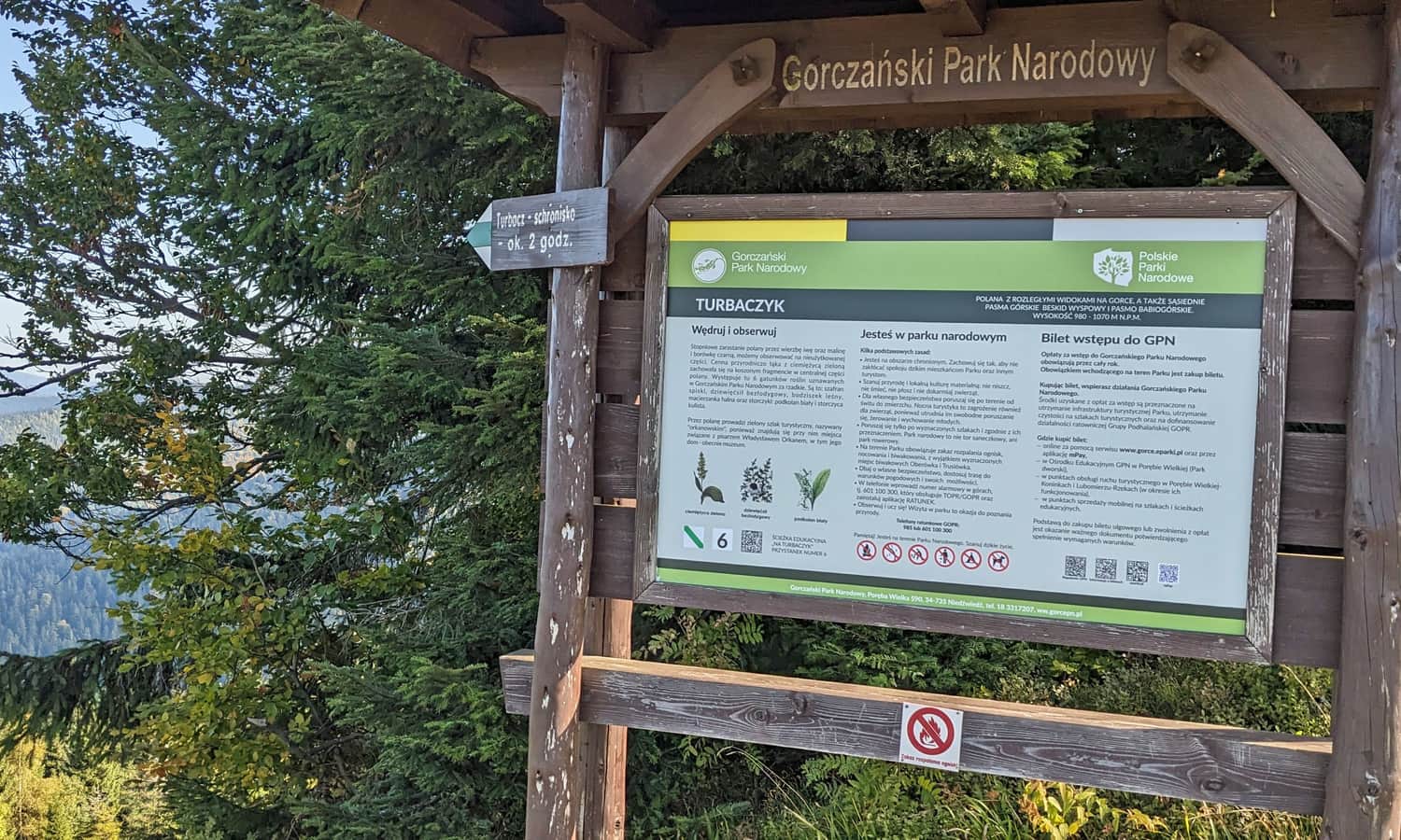 Turbaczyk, 1078 m n.p.m., tablica informacyjna GPN