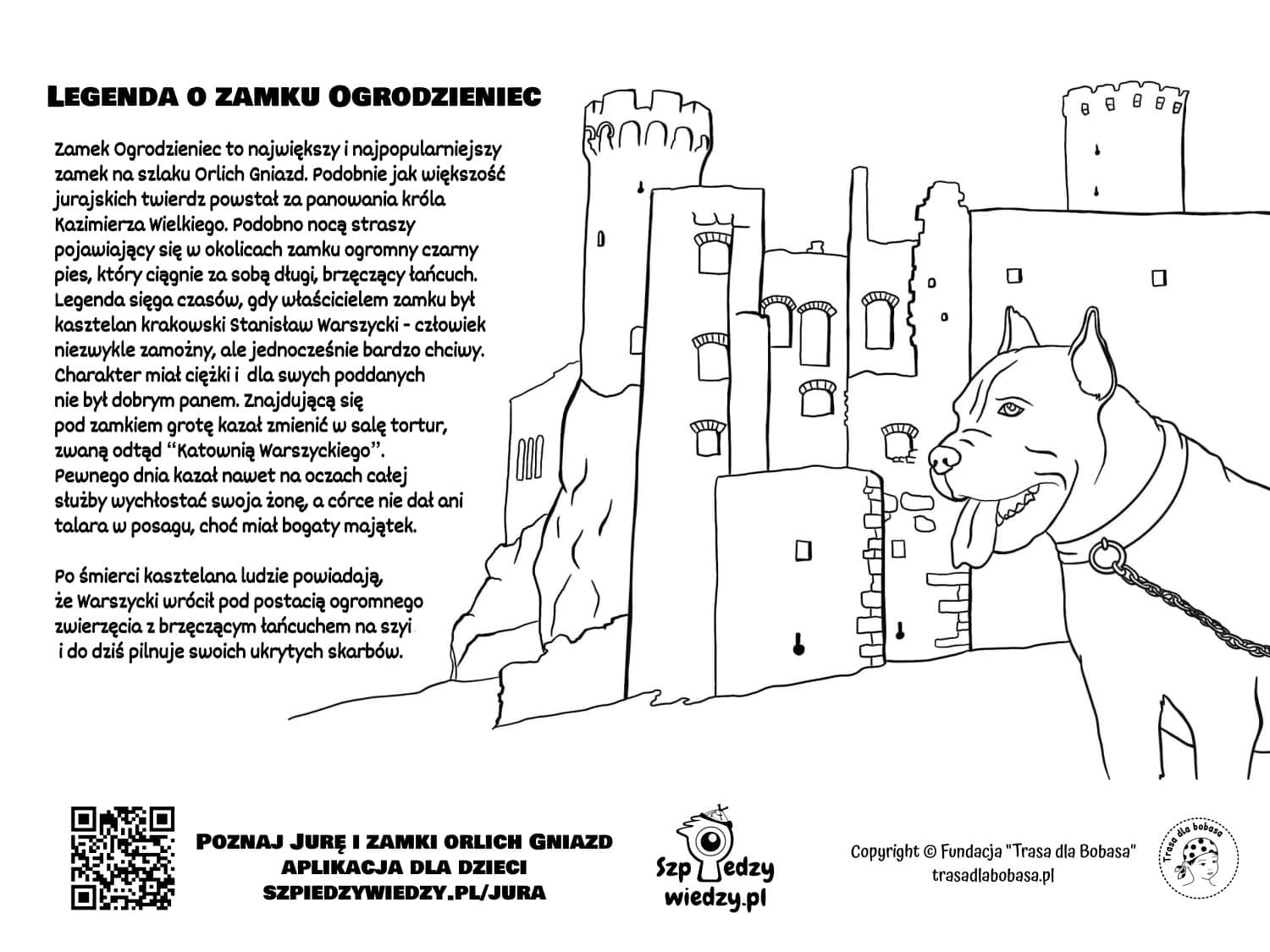 Zamek Ogrodzieniec - kolorowanka dla dzieci