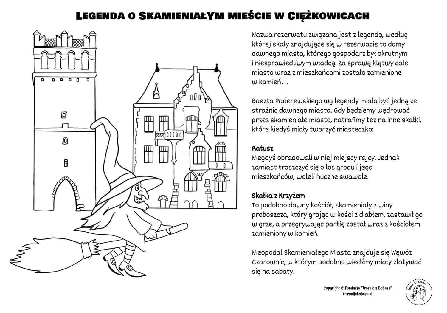 Skamieniałe Miasto i Wąwóz Czarownic - kolorowanka pdf dla dzieci do wydruku