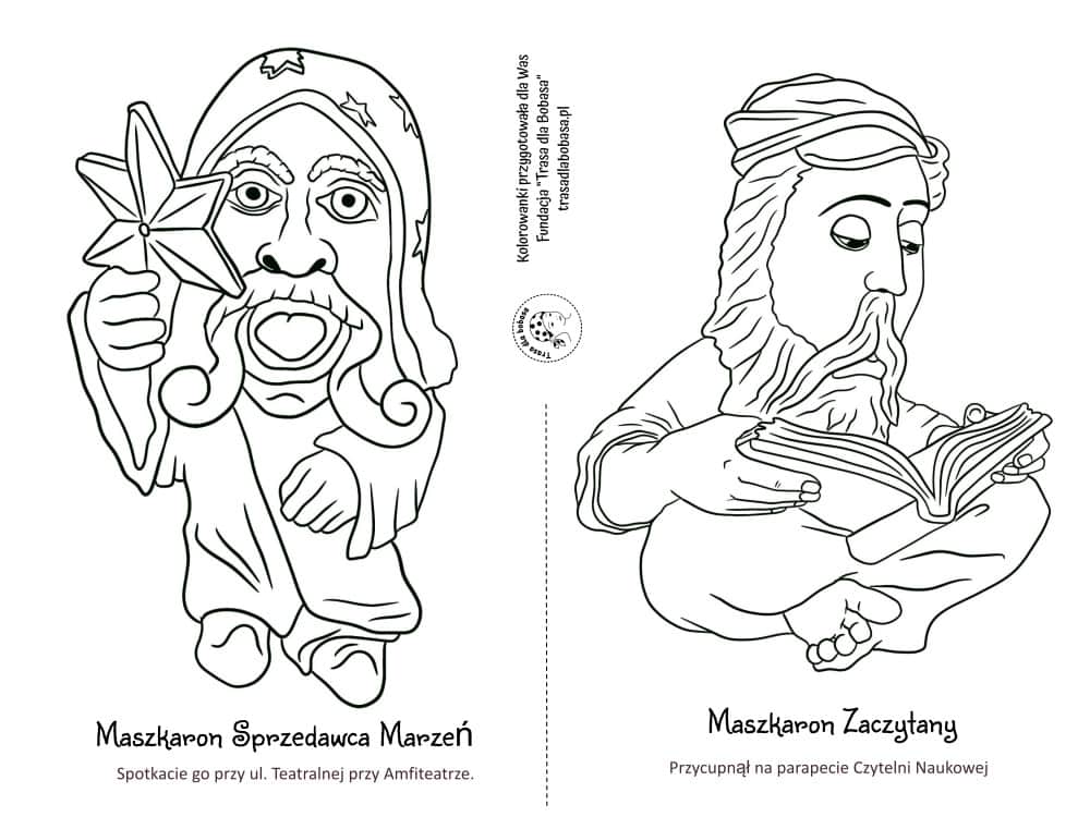 Tarnowskie Maszkarony - kolorowanki dla dzieci pdf do wydruku 