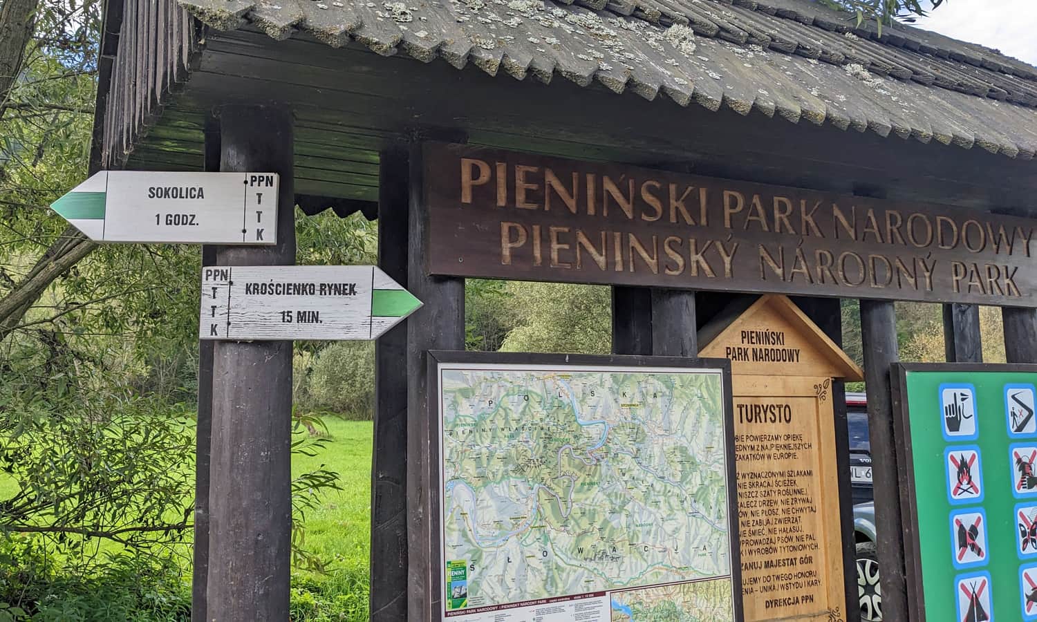 Zielony szlak z Krościenka na Sokolicę - granica Pienińskiego Parku Narodowego