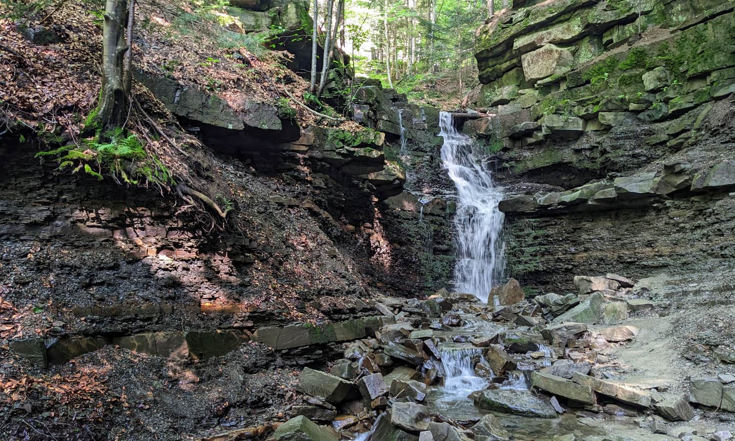 Waterfall on Mosorny Stream by the Blue Trail Zawoja - Mosorny Groń