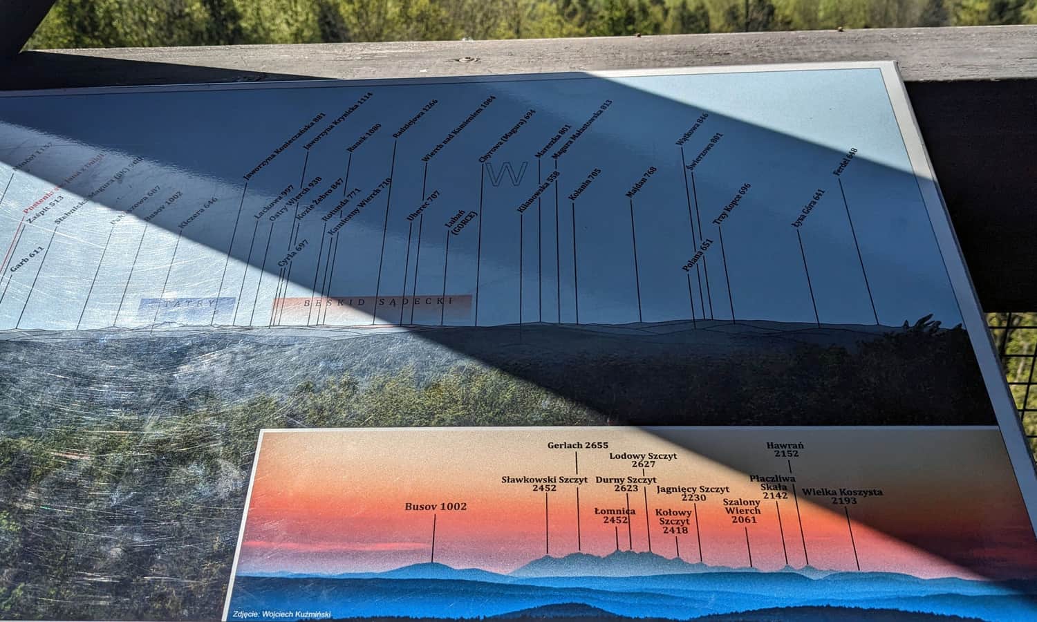 Fragment opisu panoramy z wieży na Cergowej - są i Tatry!