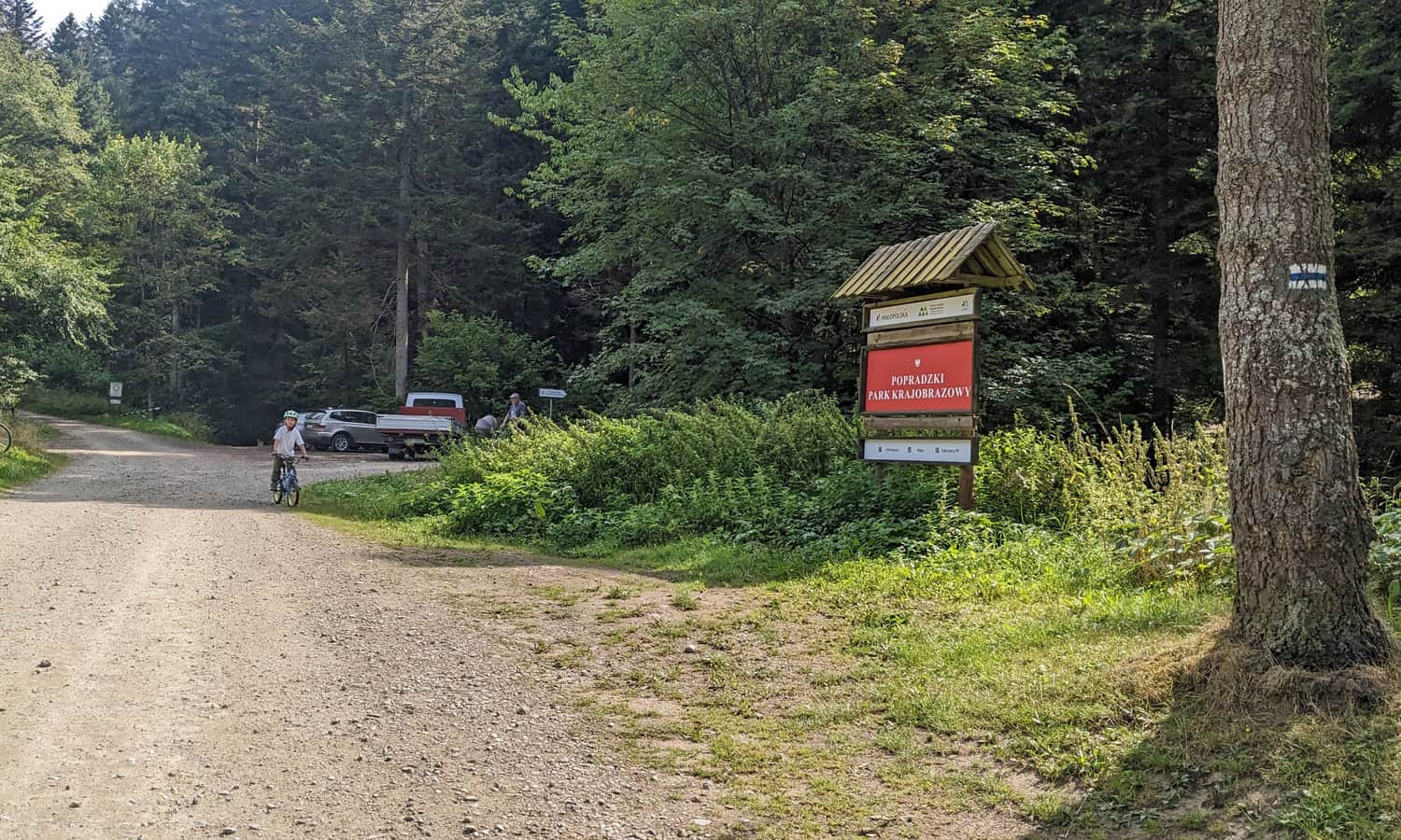 Parking w Szczawnicy przy niebieskim szlaku na Przehybę