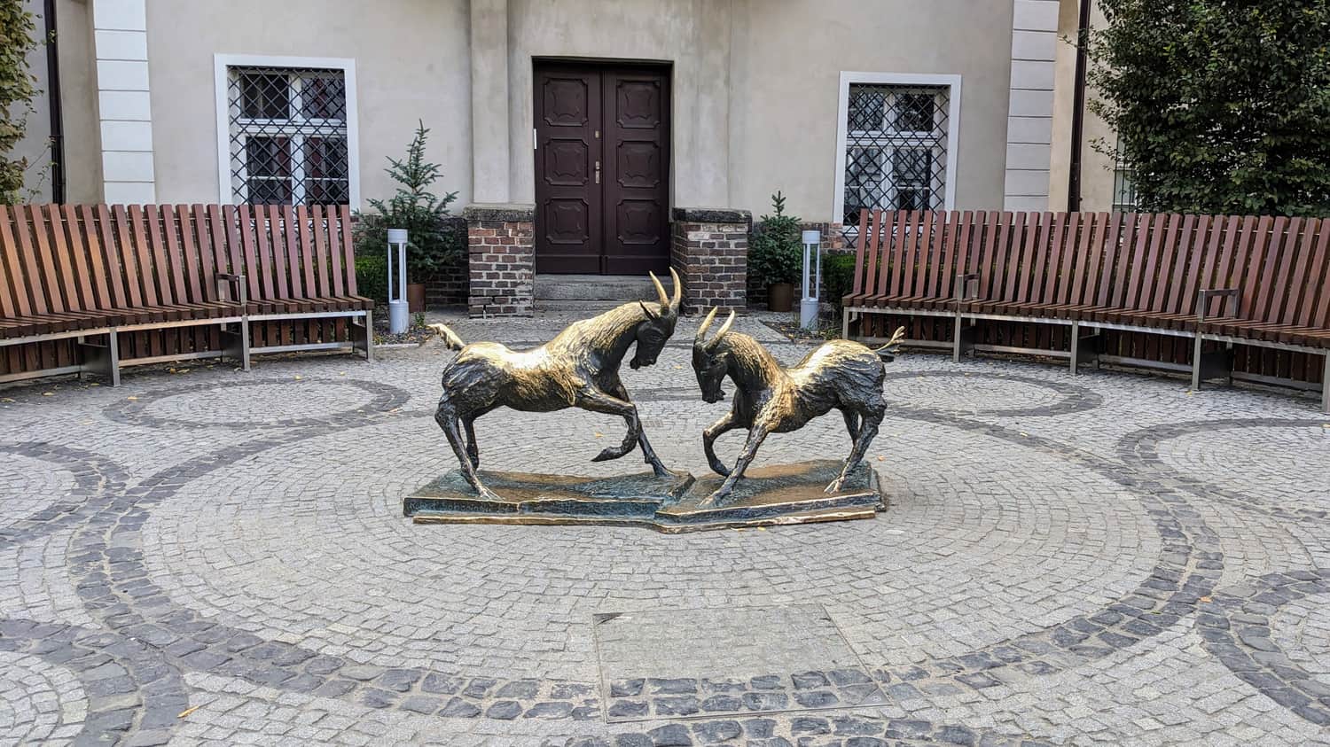 Goats Monument on the Square by the City Hall in Poznań