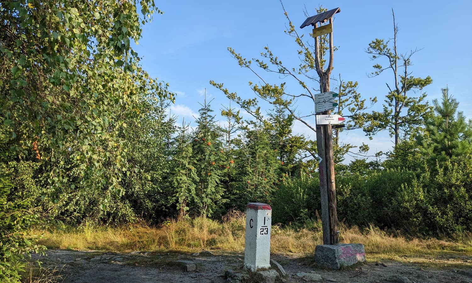 Czerwony szlak Przełęcz Kubalonka - Stożek Wielki. Szczyt Kiczory, 990 m n.p.m.