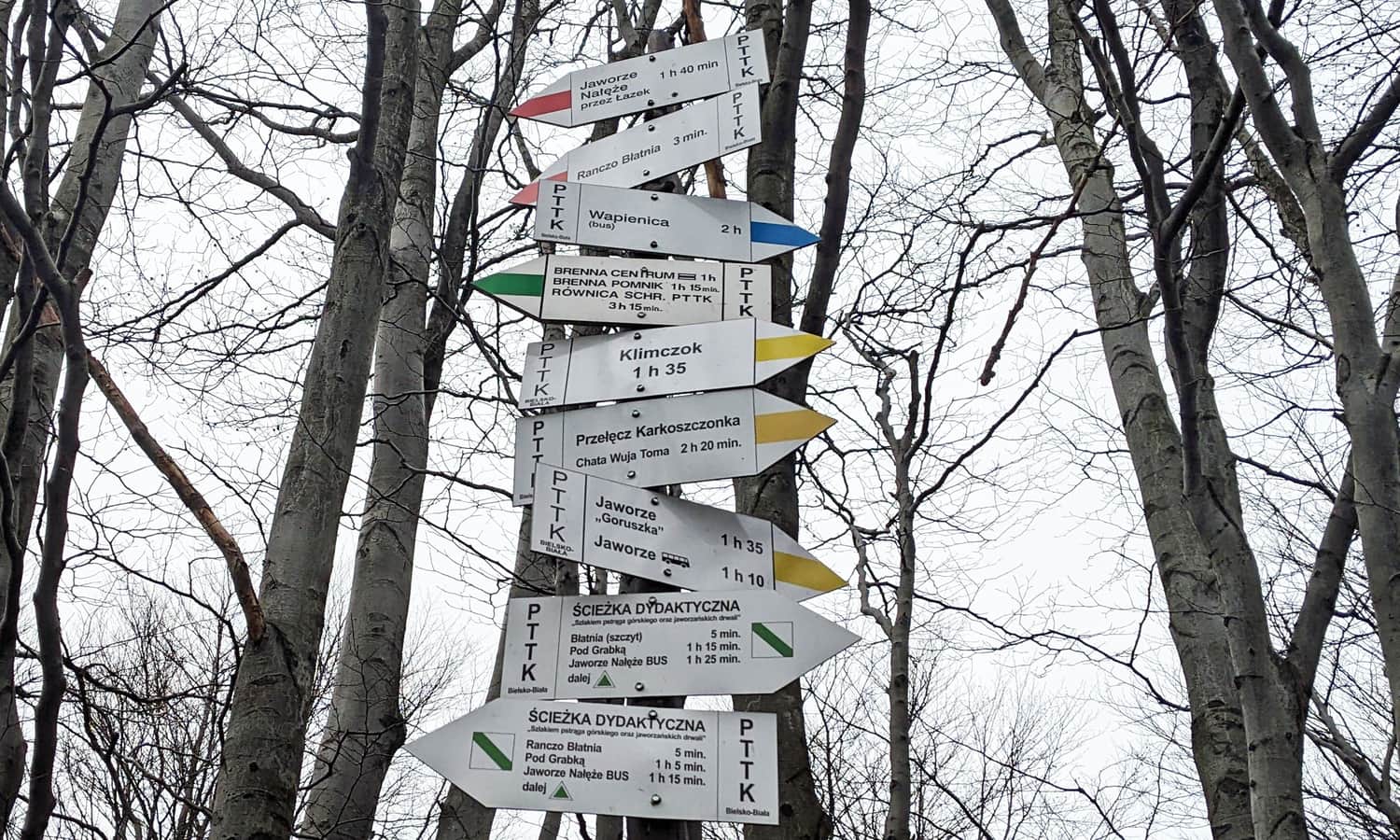 Węzeł szlaków przy Schronisku PTTK na Błatniej