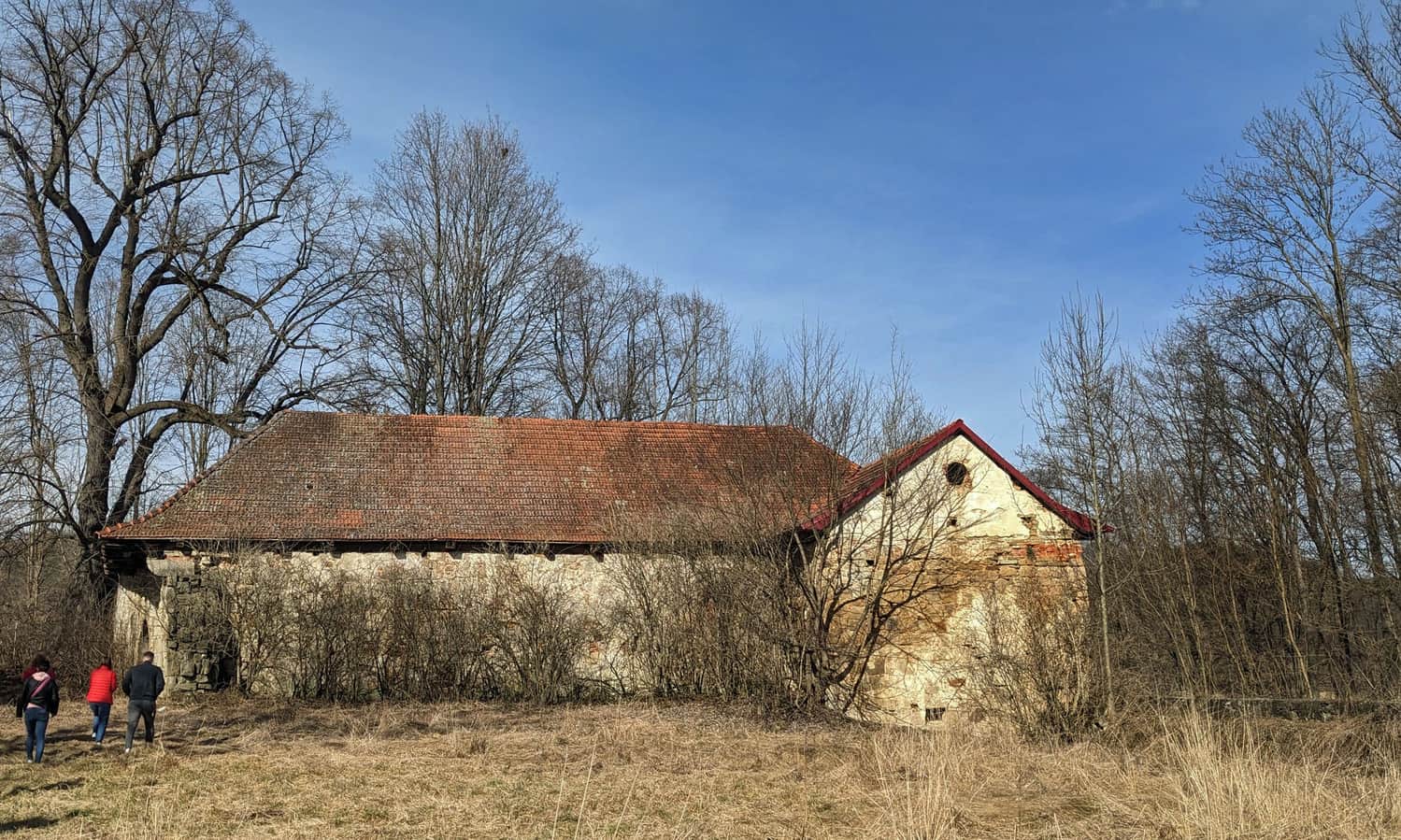 Zamek Dolny w Rożnowie - budynek bramny widoczny od strony bastionu 
