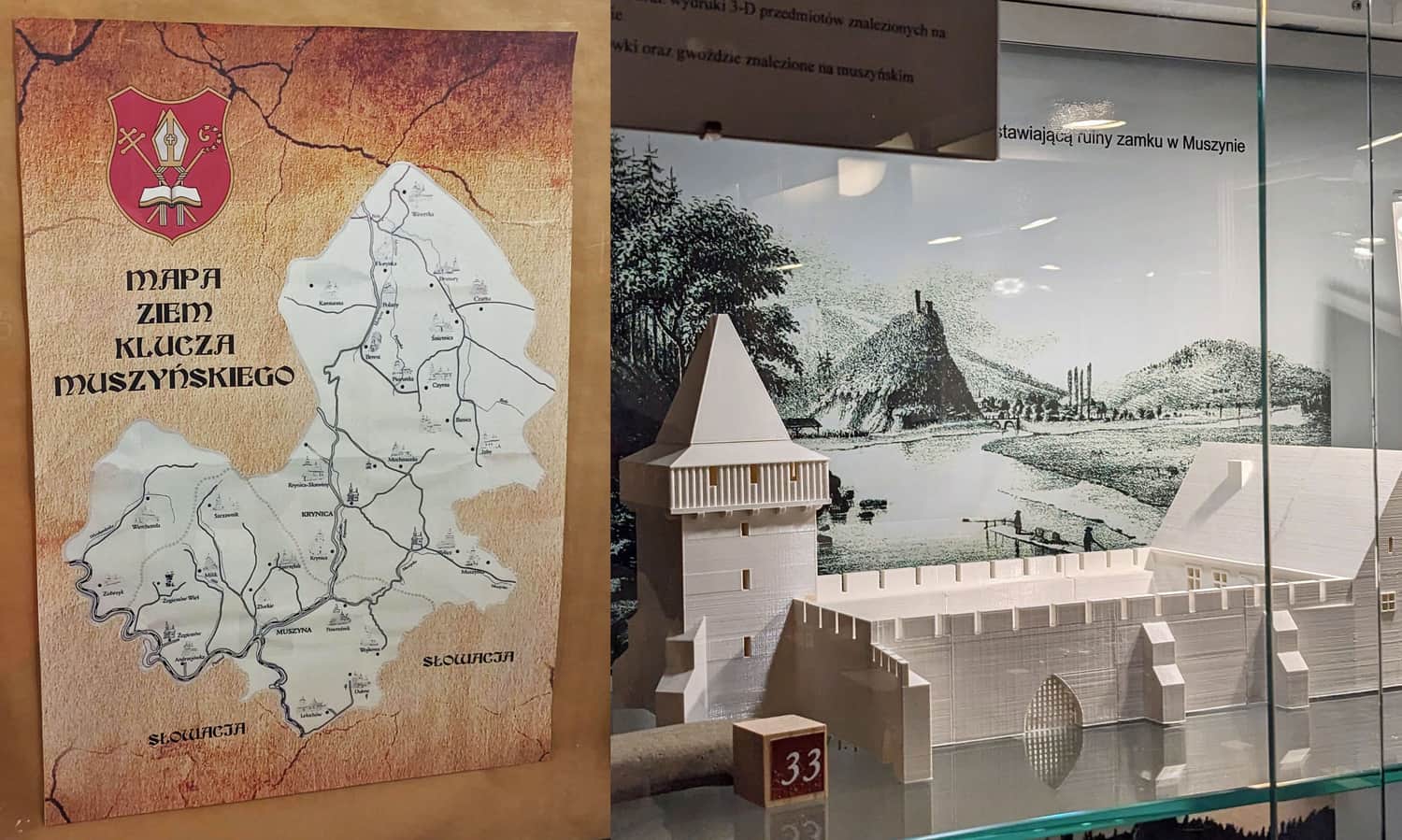 Mapa Państwa Muszyńskiego i makieta Zamku Starostów w Muszynie
