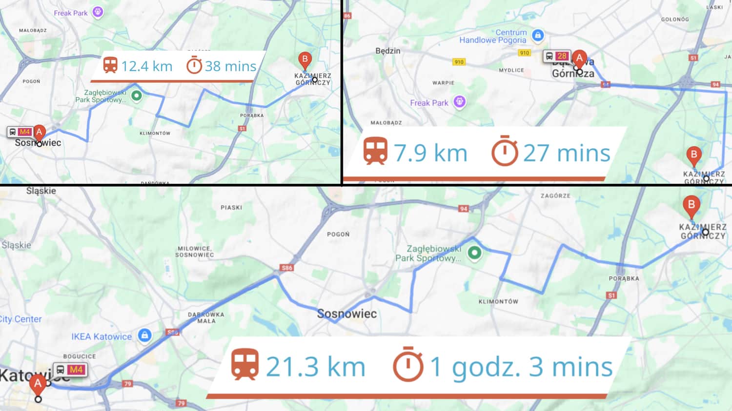 Public Transport to Jacek Kuroń Park in Kazimierz Górniczy District, Sosnowiec