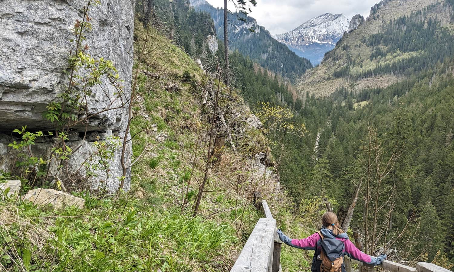 Descent on the Black Trail from Mroźna Cave to Kościeliska Valley - view of Bystra