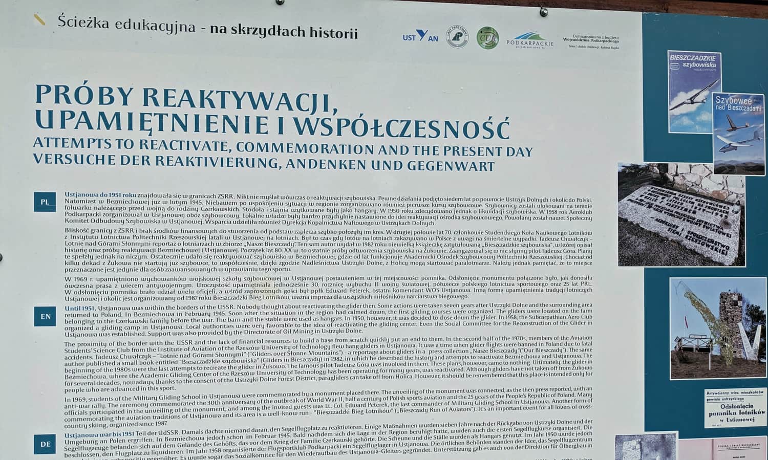 Z Ustjanowej Dolnej na Holicę - tablice ścieżki edukacyjnej 