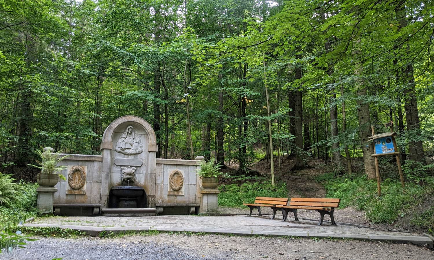 Leśne źródło św. Jadwigi obok Arboretum w Lądku-Zdroju