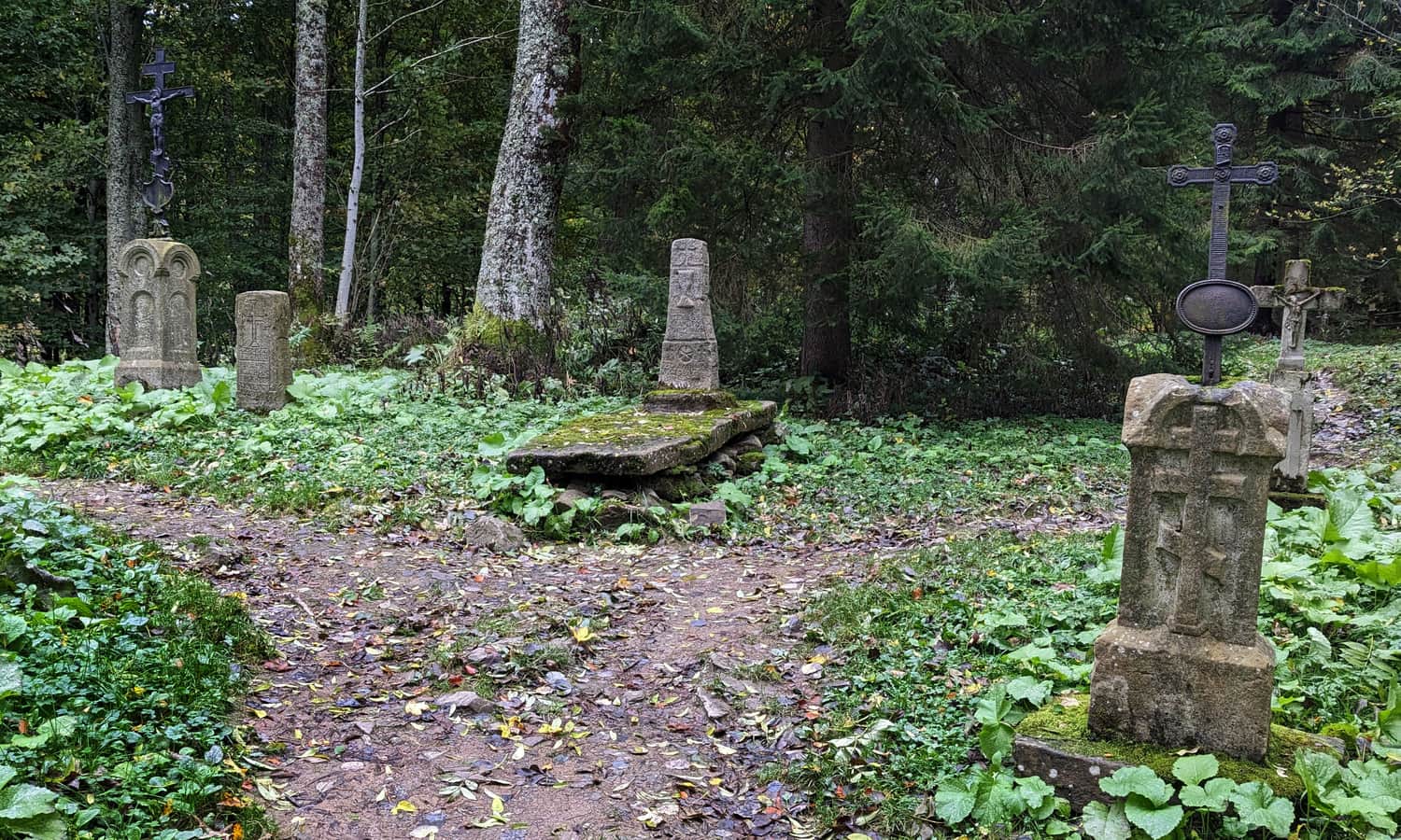 Cmentarz w Berehach Górnych przy czerwonym szlaku Brzegi Górne - Połonina Caryńska